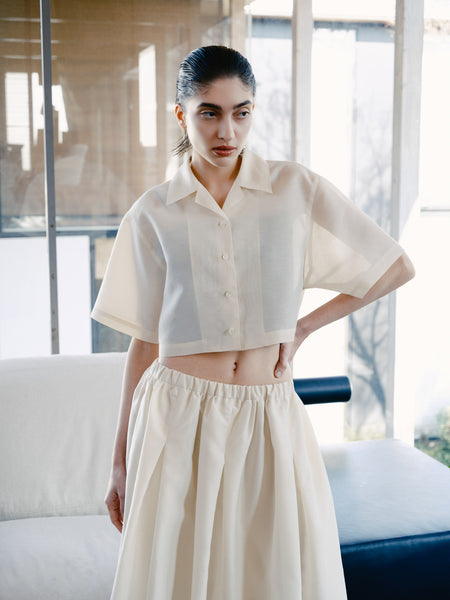 Sheer Open Collar Shirt｜シアーオープンカラーシャツ｜MIDIUMISOLID