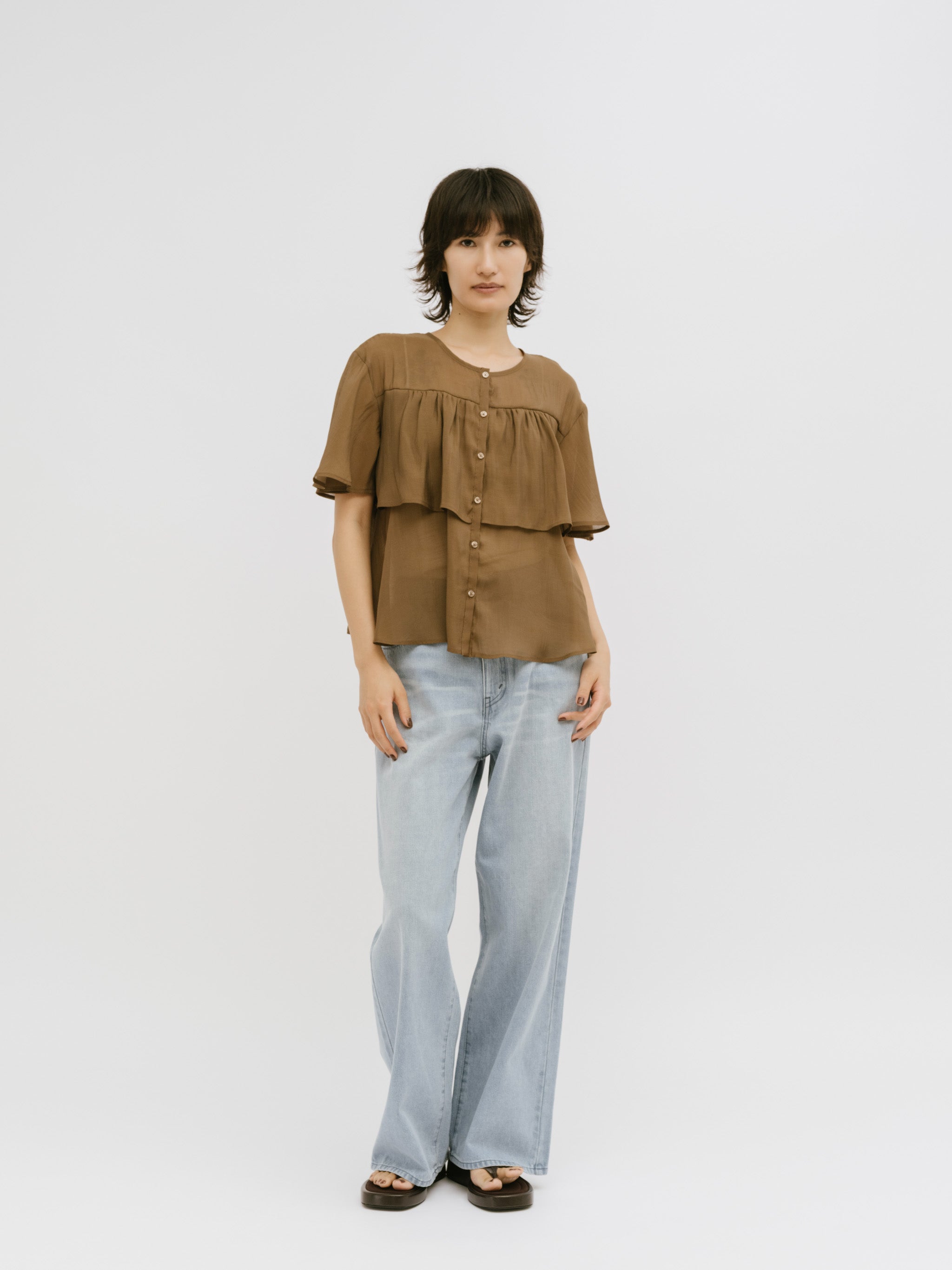 sheer tiered blouse