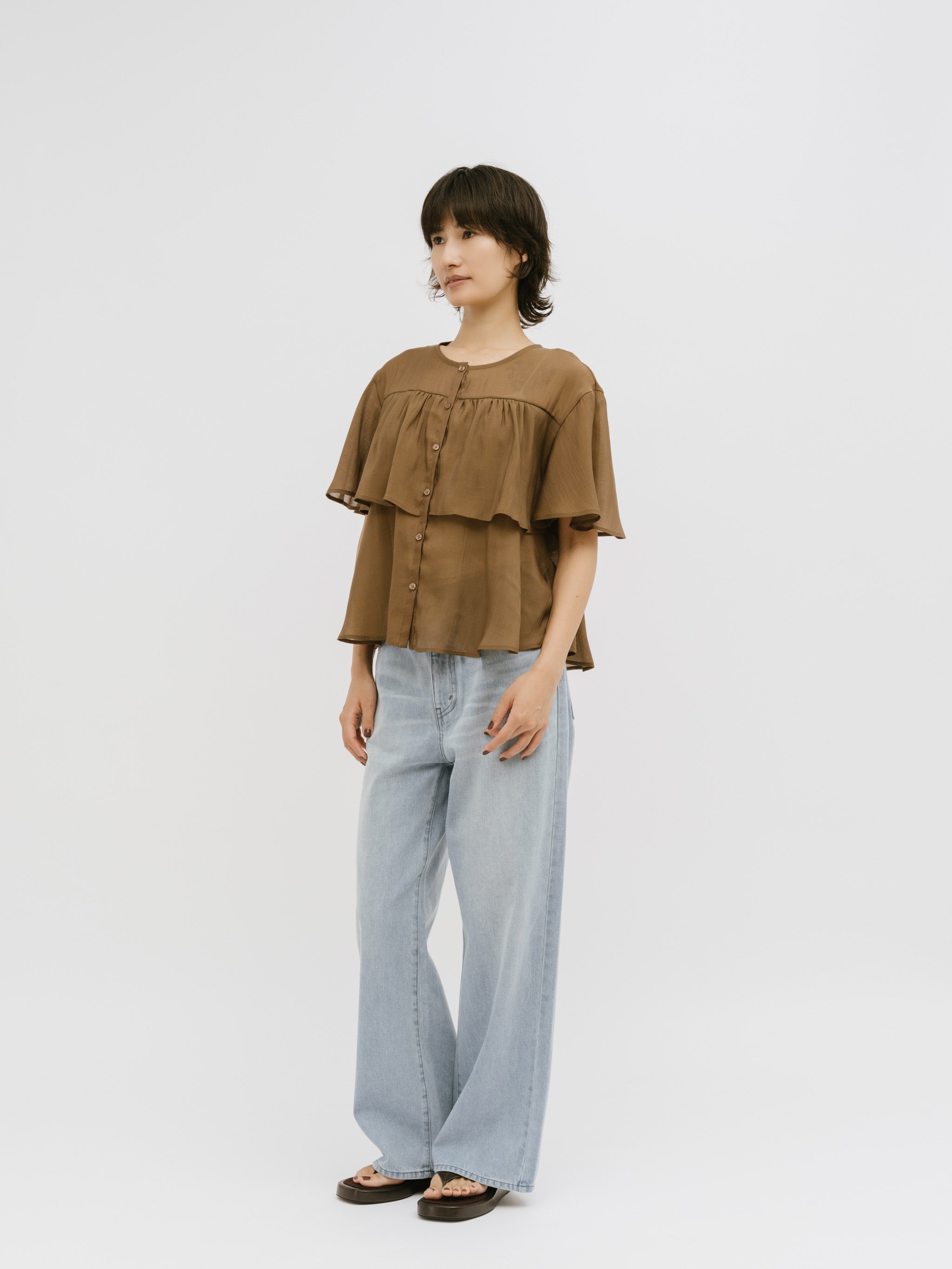 Sheer Tiered Blouse｜シアーティアードブラウス｜MIDIUMISOLID