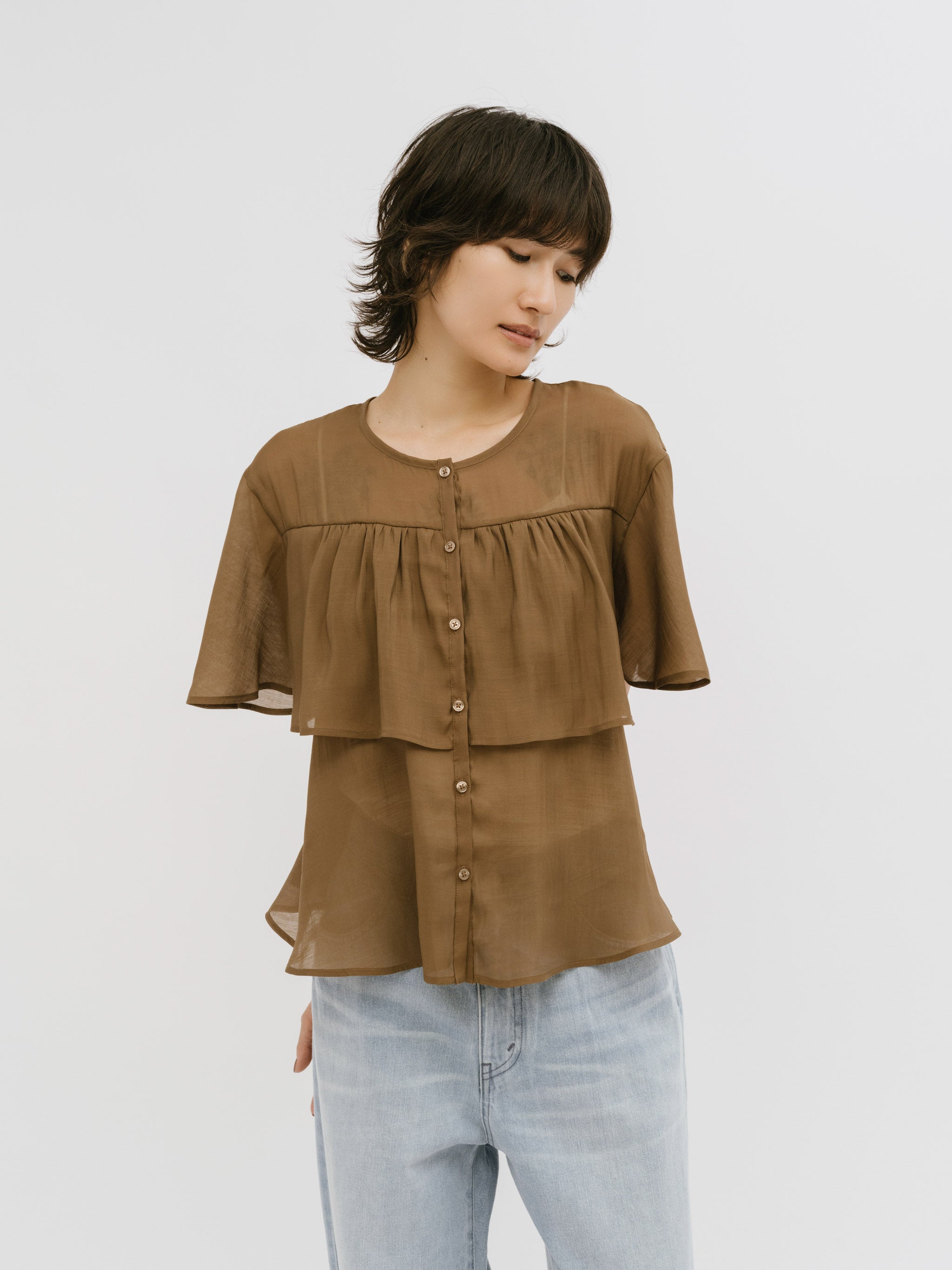 Sheer Tiered Blouse｜シアーティアードブラウス｜MIDIUMISOLID