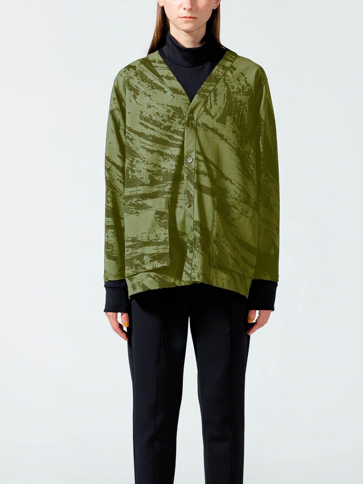 トリコットかすれプリントカーディガン(4-1109)