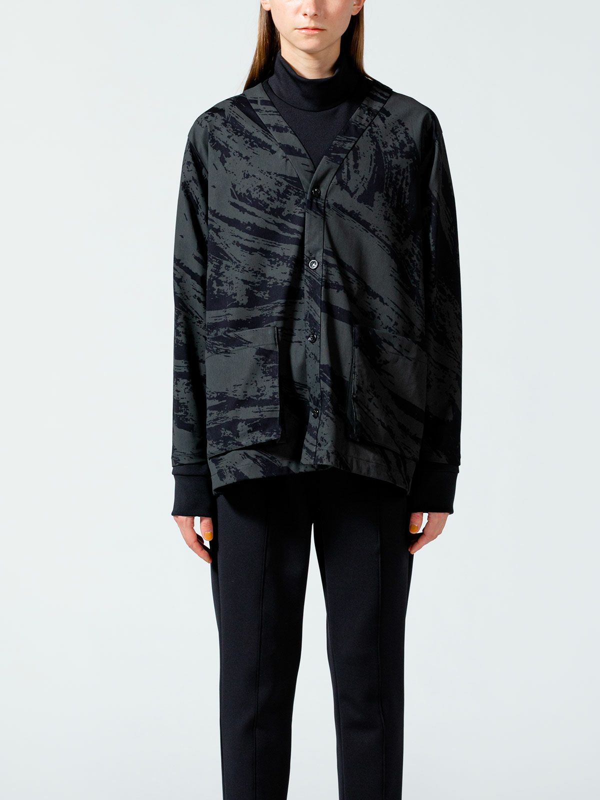 トリコットかすれプリントカーディガン(4-1109)