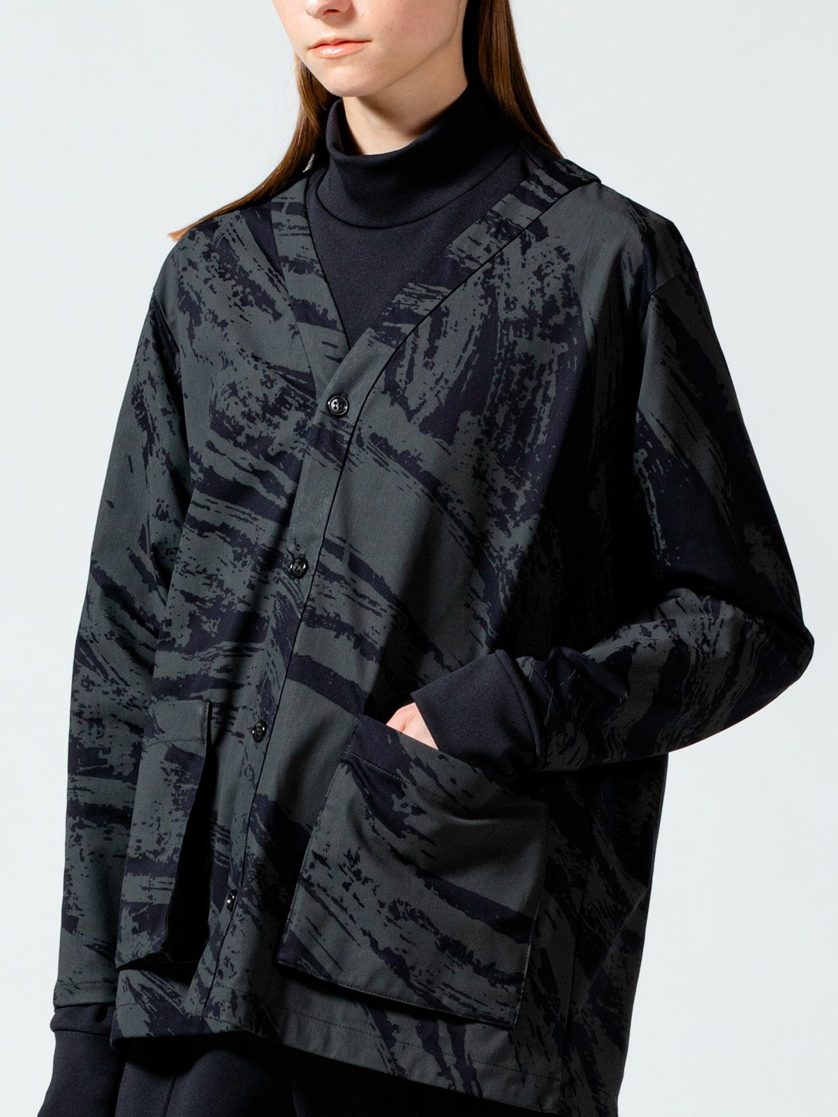 トリコットかすれプリントカーディガン(4-1109)