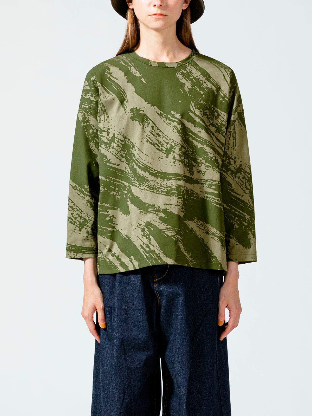 トリコットかすれプリントプルオーバー(4-1110)