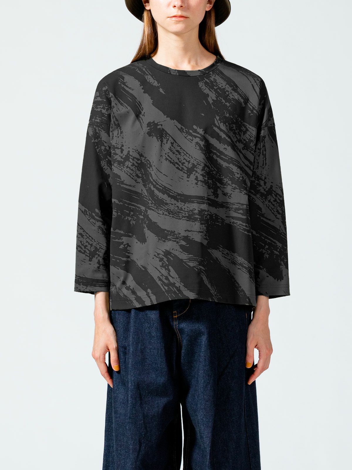 トリコットかすれプリントプルオーバー(4-1110)