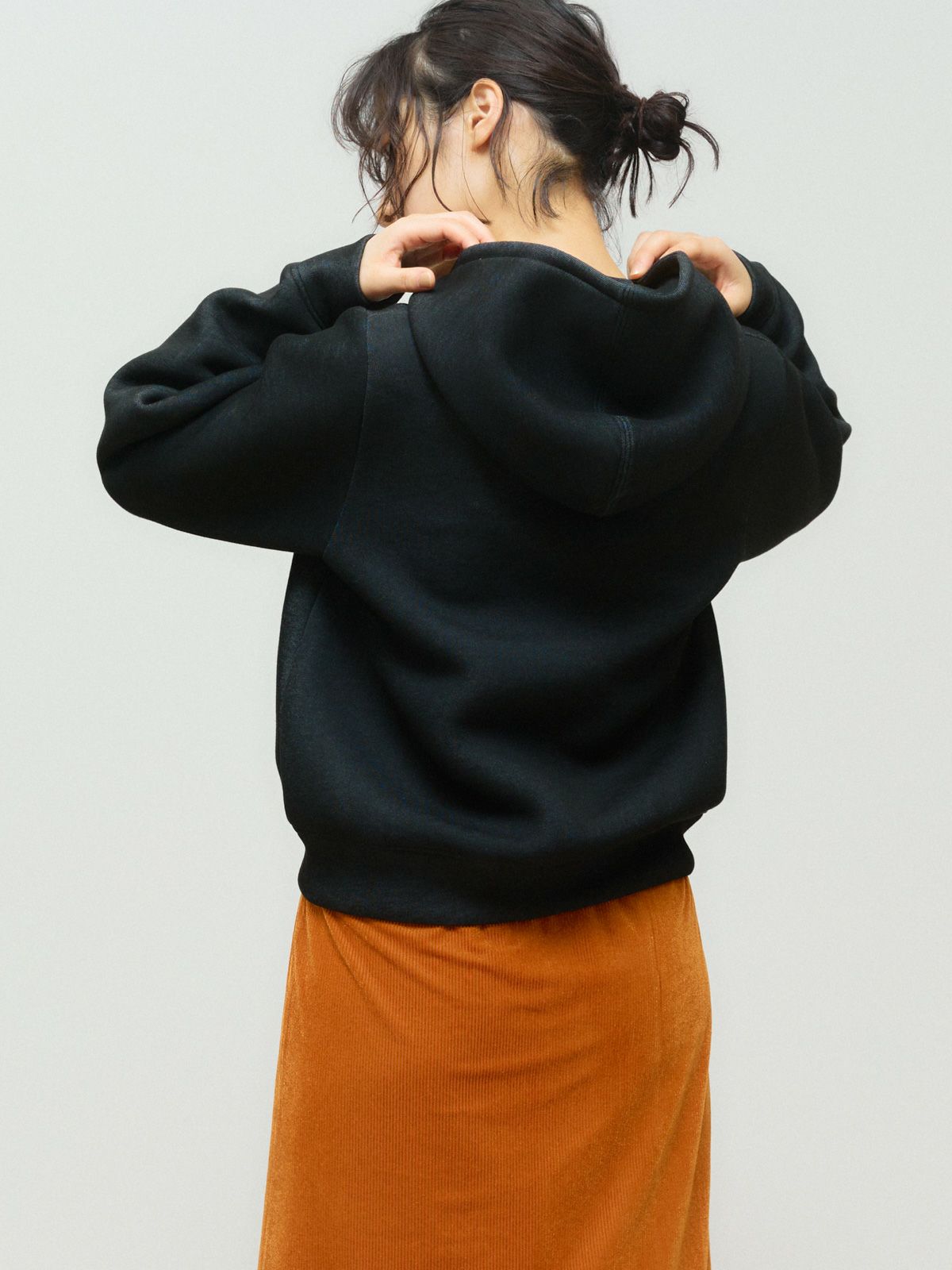 sheer double-knit zip hoodie