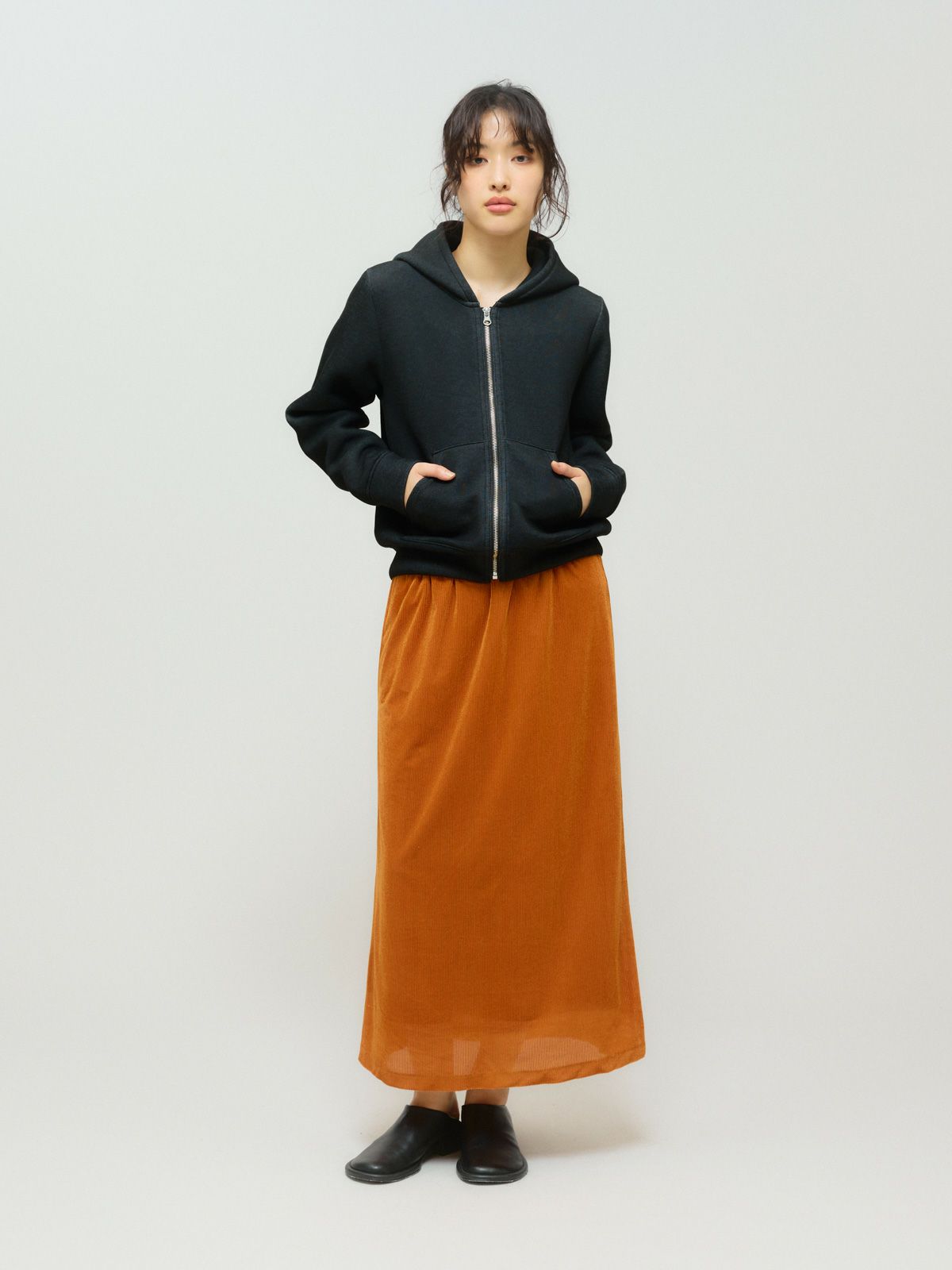 sheer double-knit zip hoodie