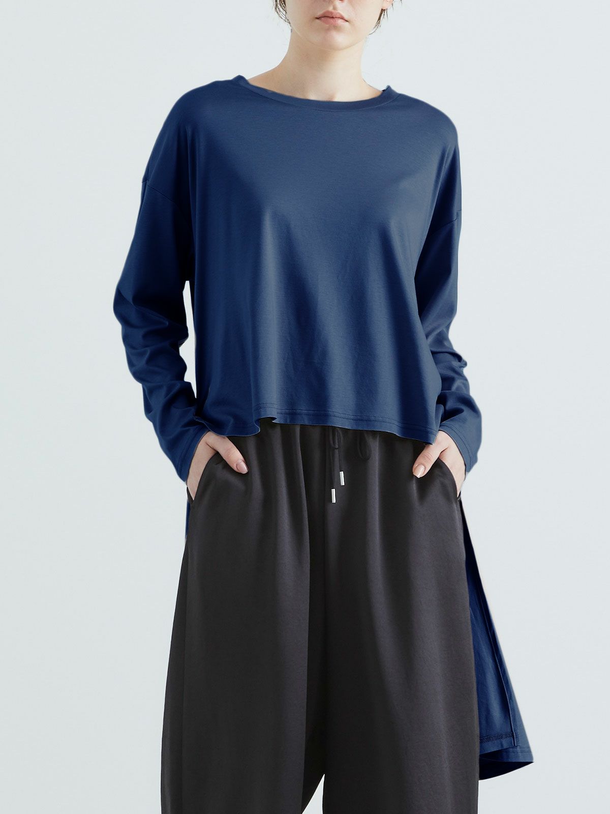 クルーネックロングバックプルオーバー(4-1132)