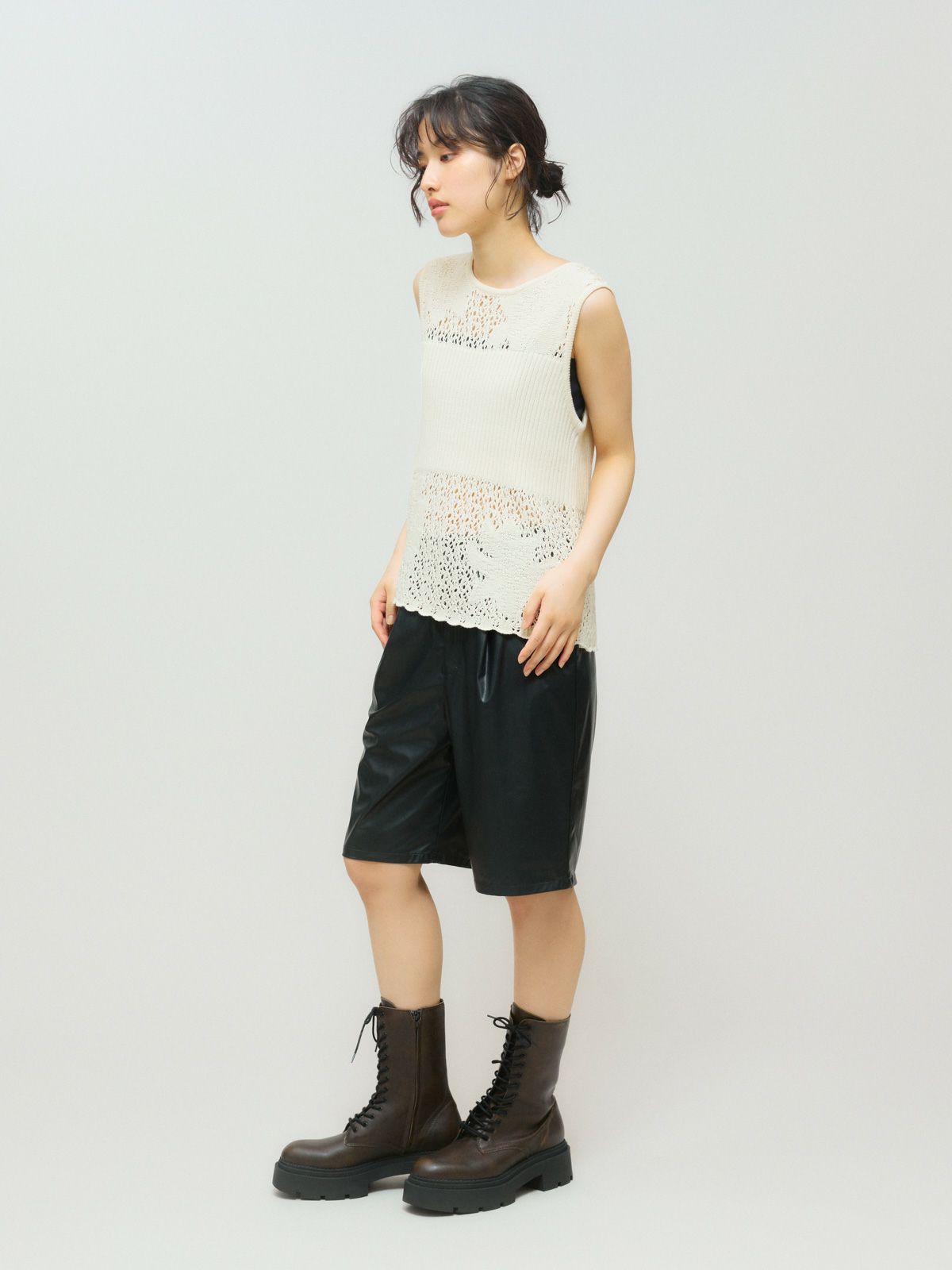 lace rib vest