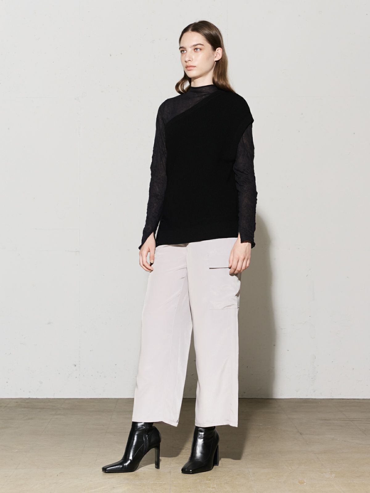 ワンショルダーハーフカーディガントップス(4-1060)