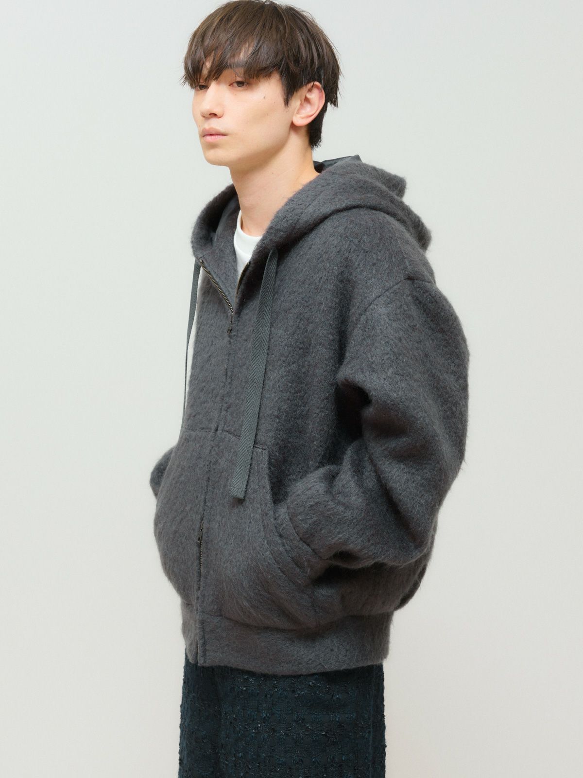 shaggy zip up hoodie