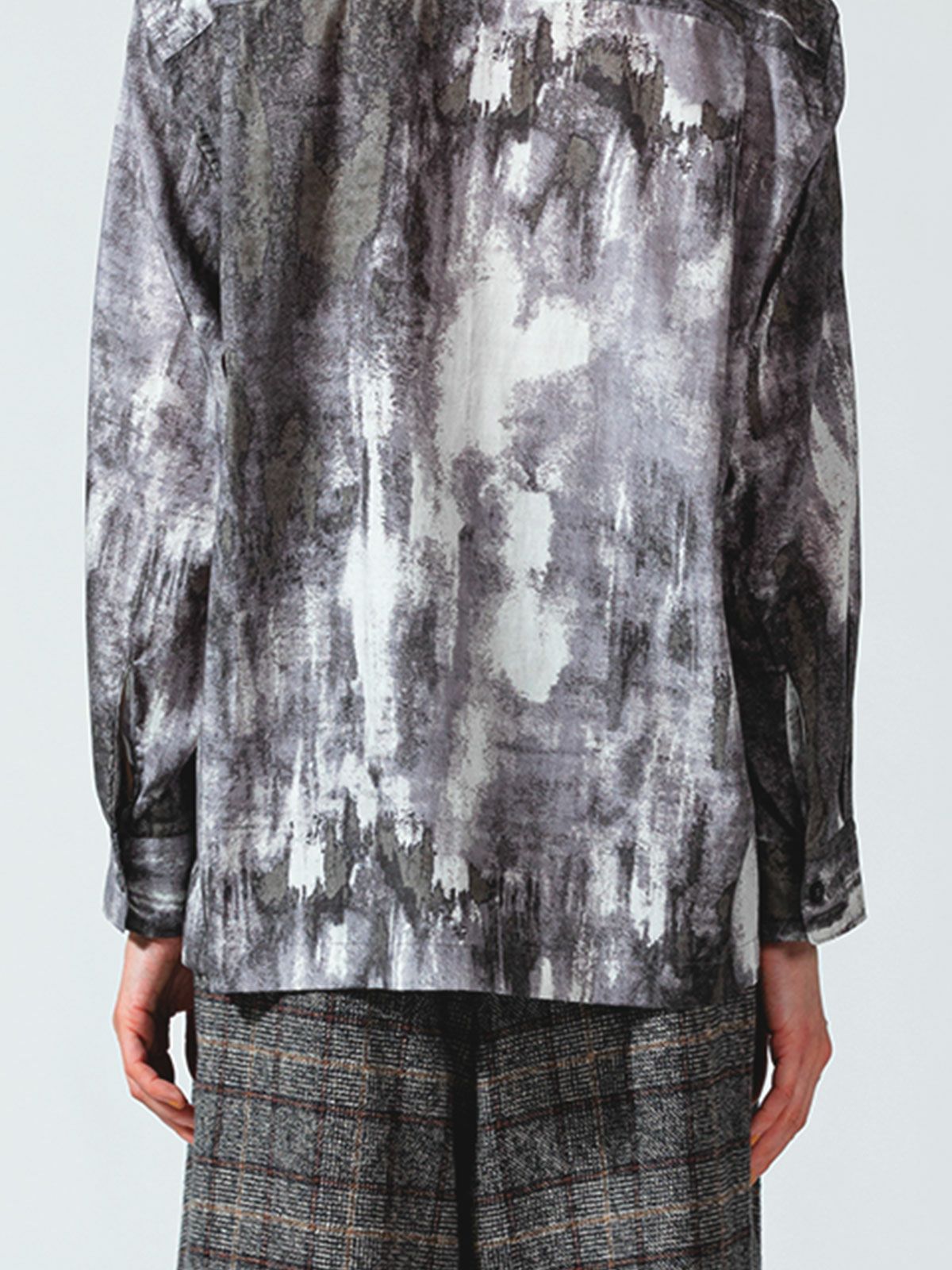 オープンカラー hazy print シャツ(3-1077)