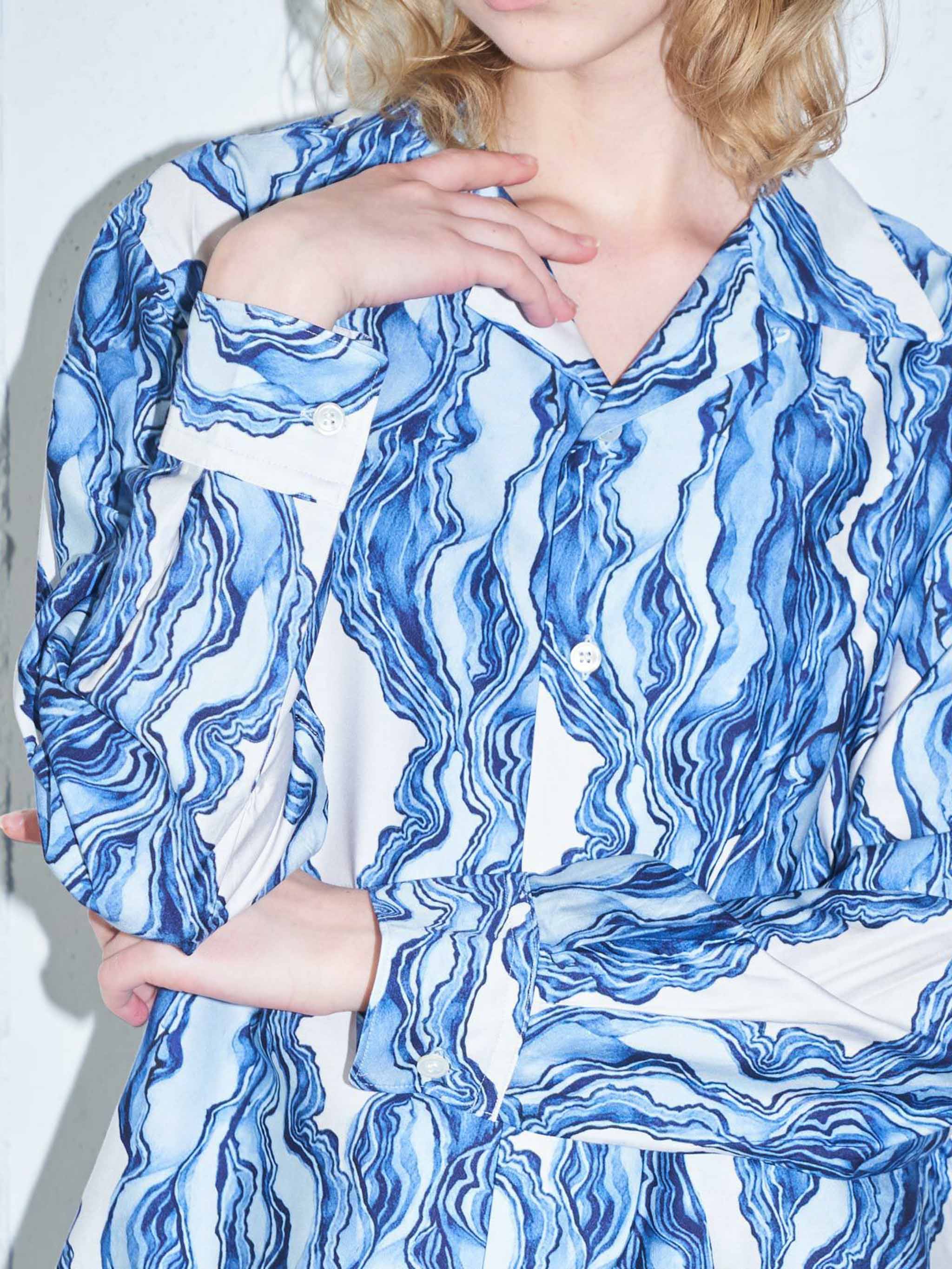 グラフィックプリントオープンカラーシャツ(3-1631)