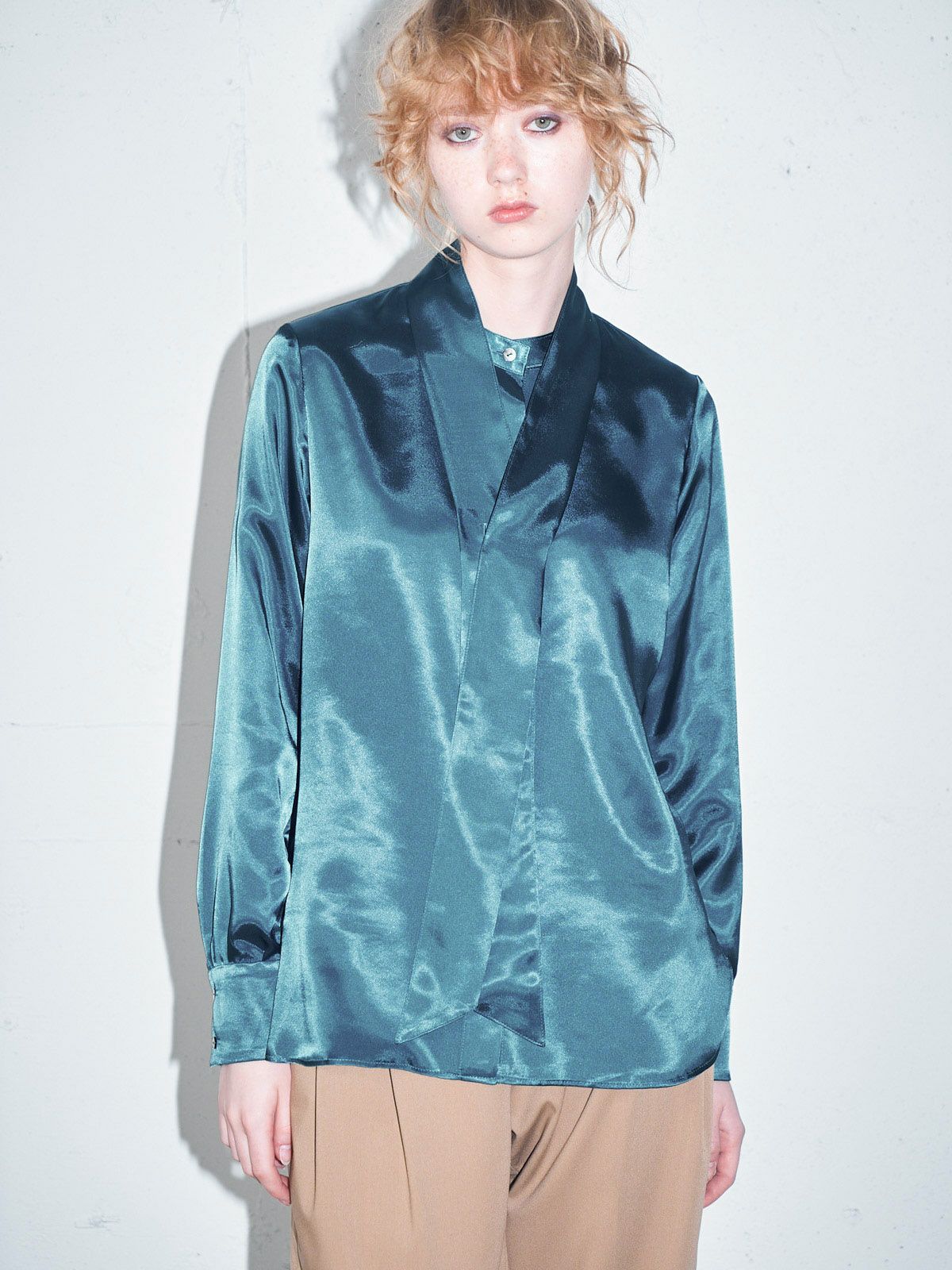 satin 3way ribbon blouse (3-1631)