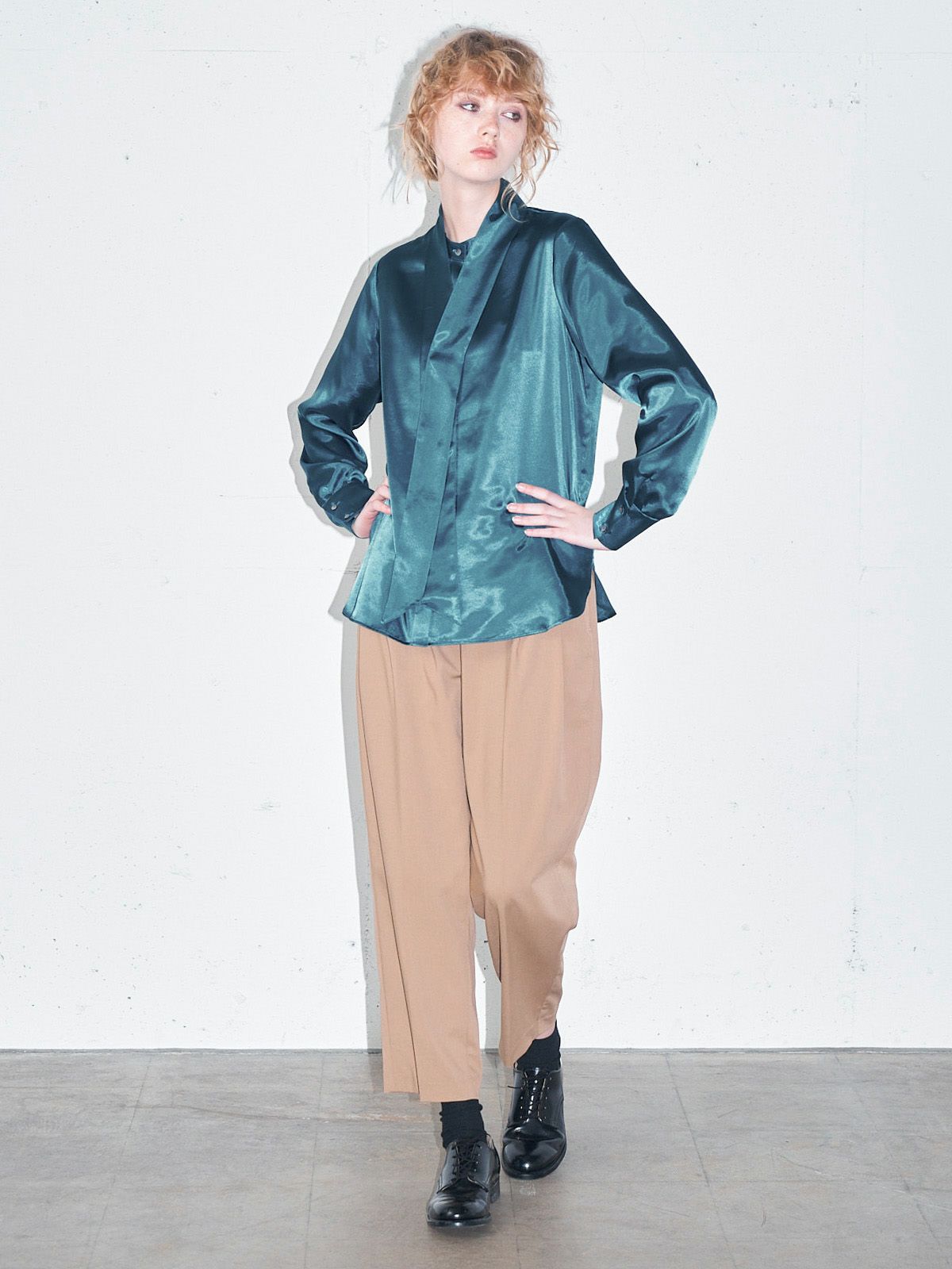 satin 3way ribbon blouse (3-1631)