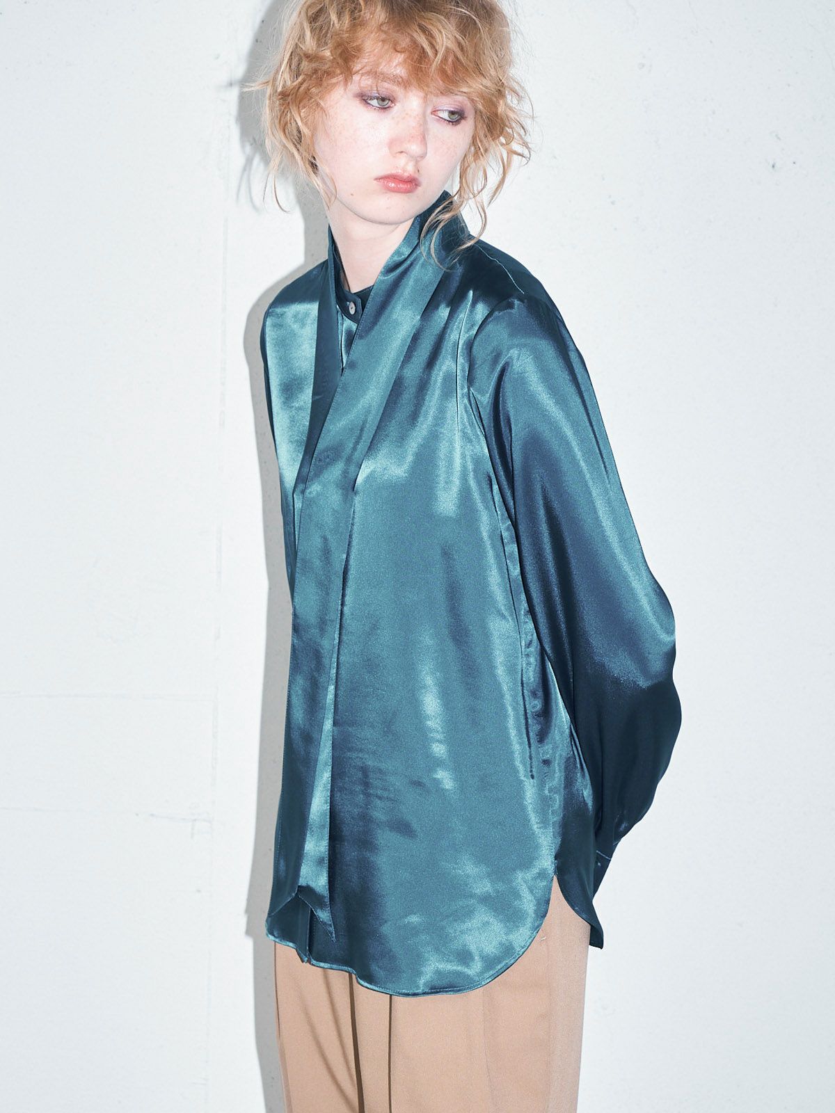 satin 3way ribbon blouse (3-1631)