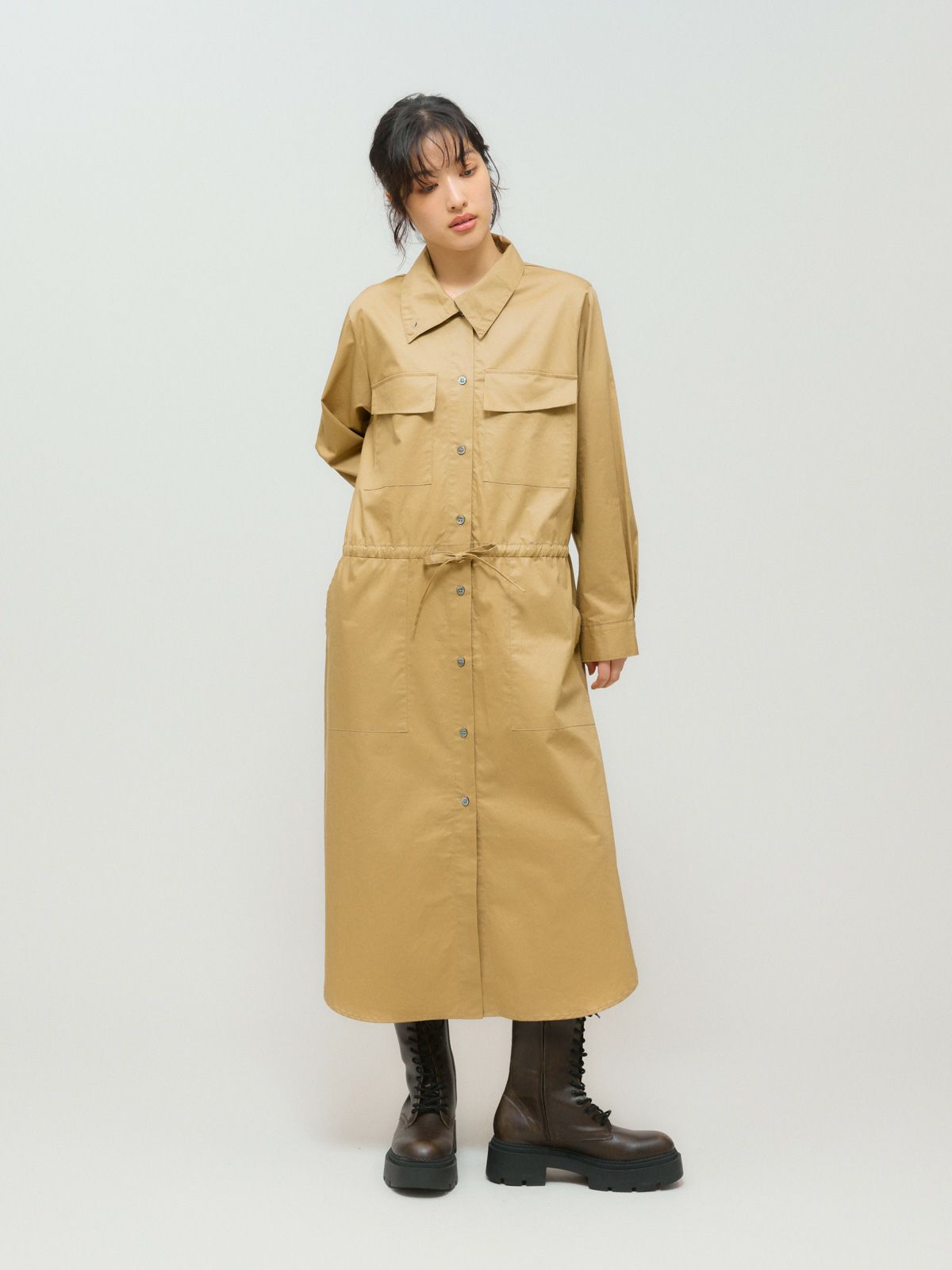 MIDIUMISOLID for Ladies ワークシャツワンピース