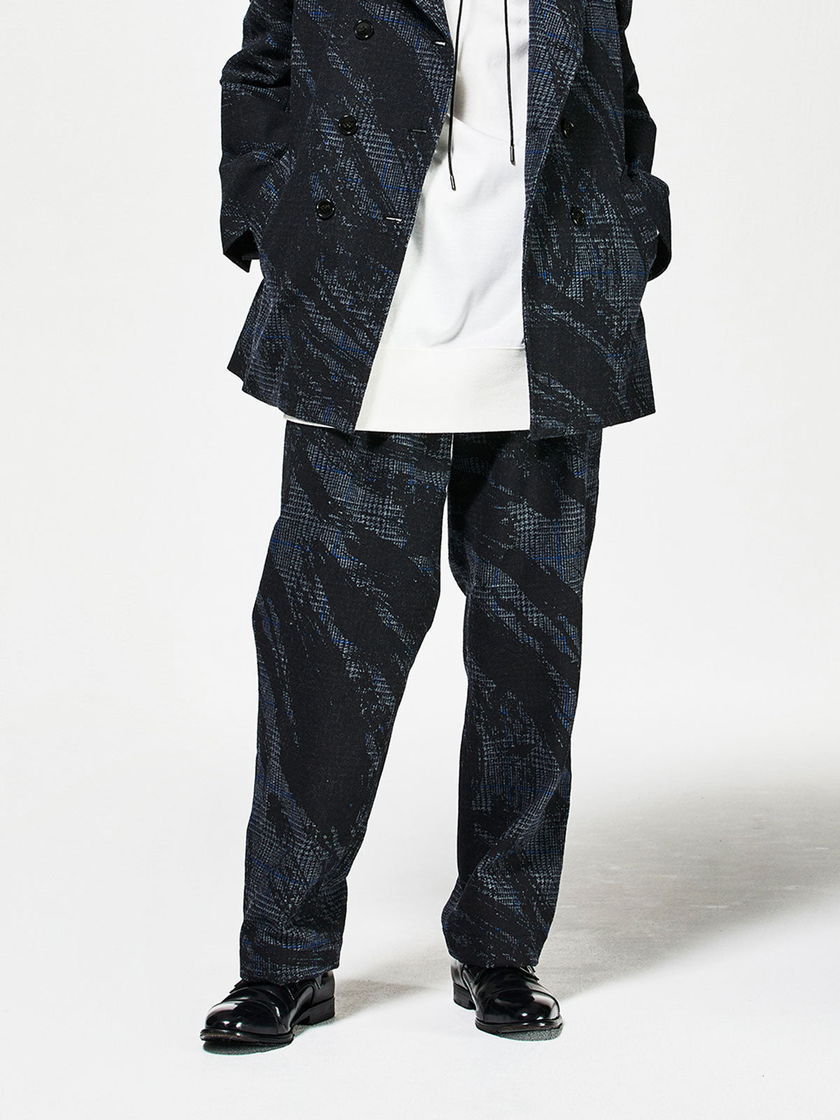 ツイードチェックかすみプリントパンツ(3-1645)