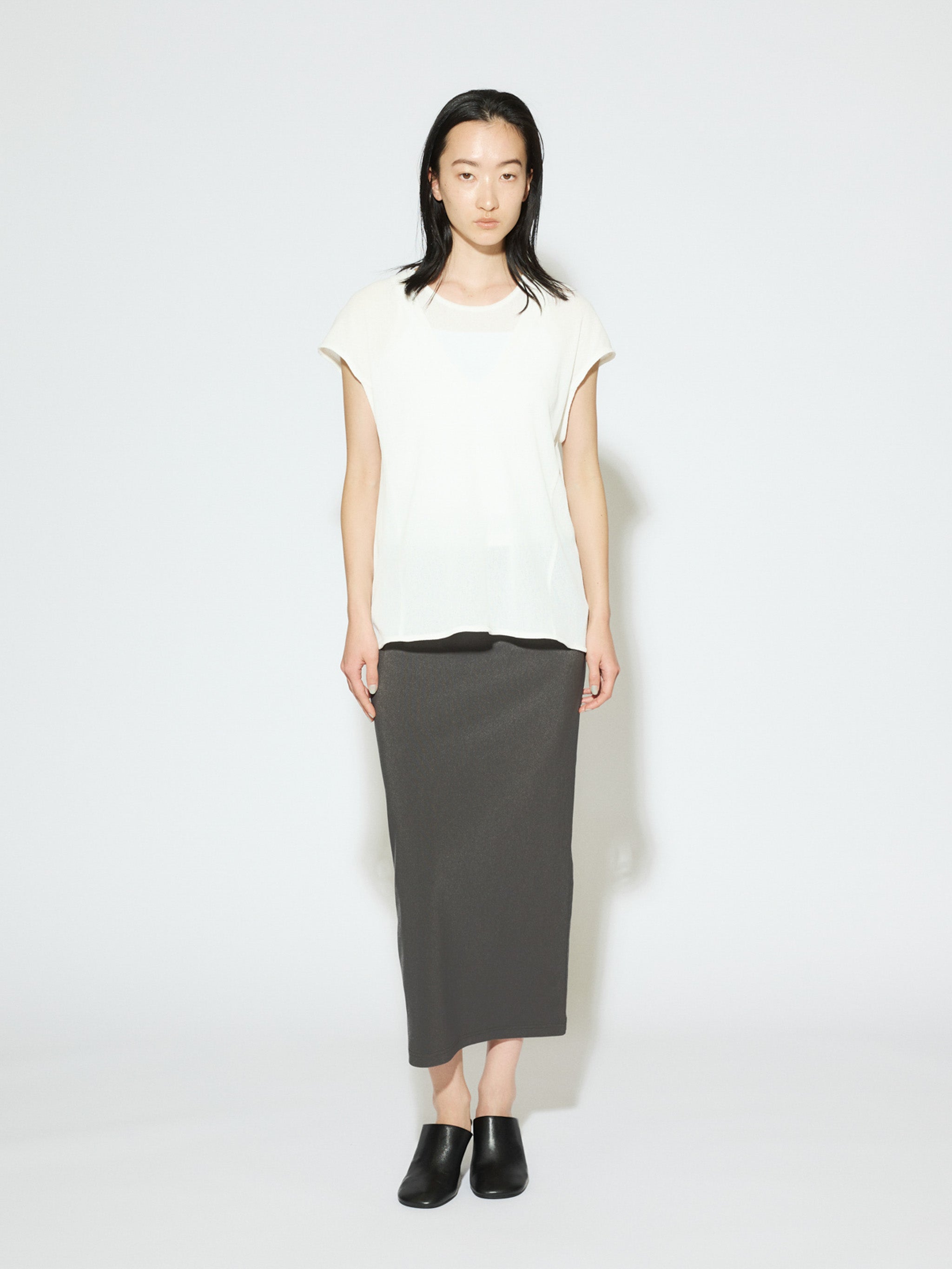 rib fit long skirt