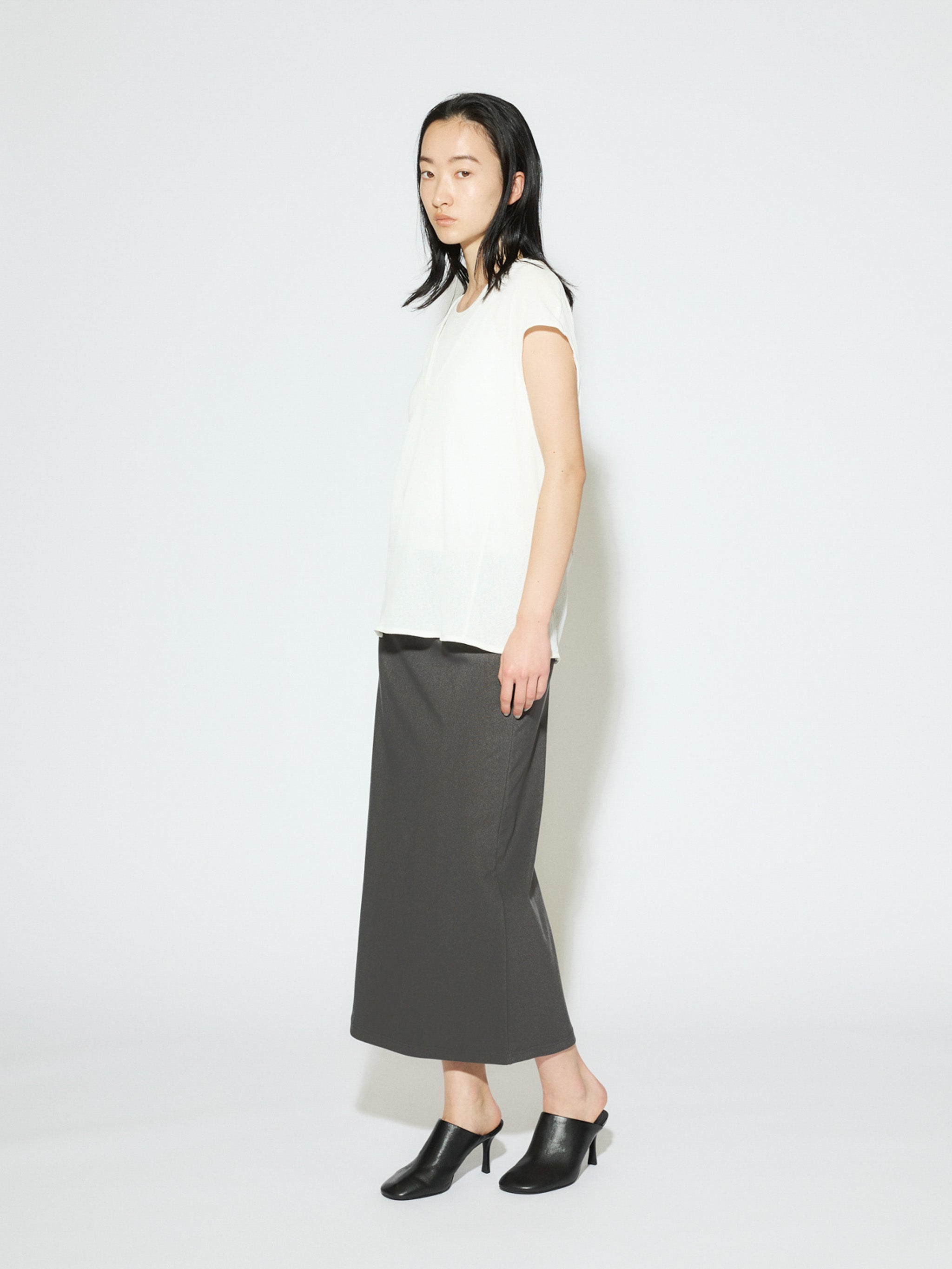 rib fit long skirt