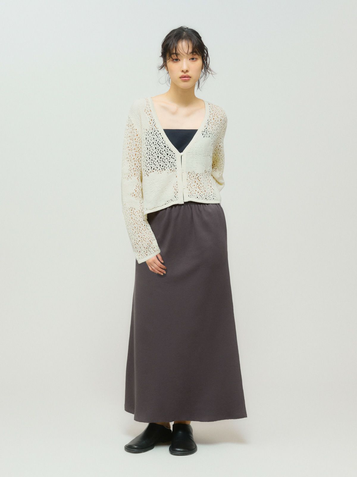 sweat flared long skirt