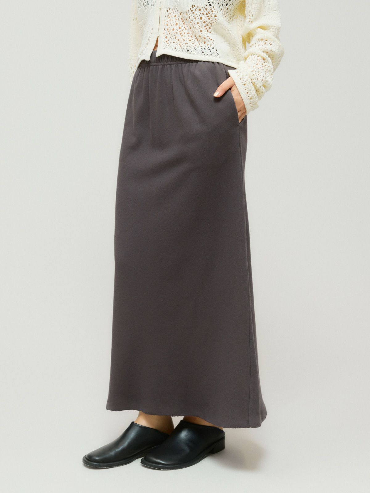 sweat flared long skirt