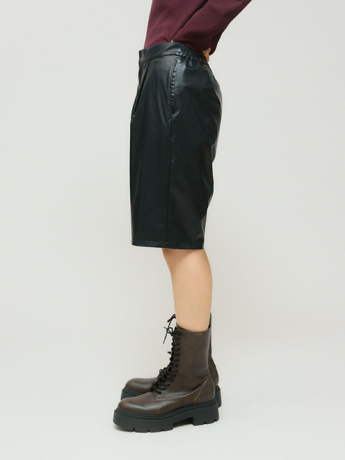 synthetic leather short pants