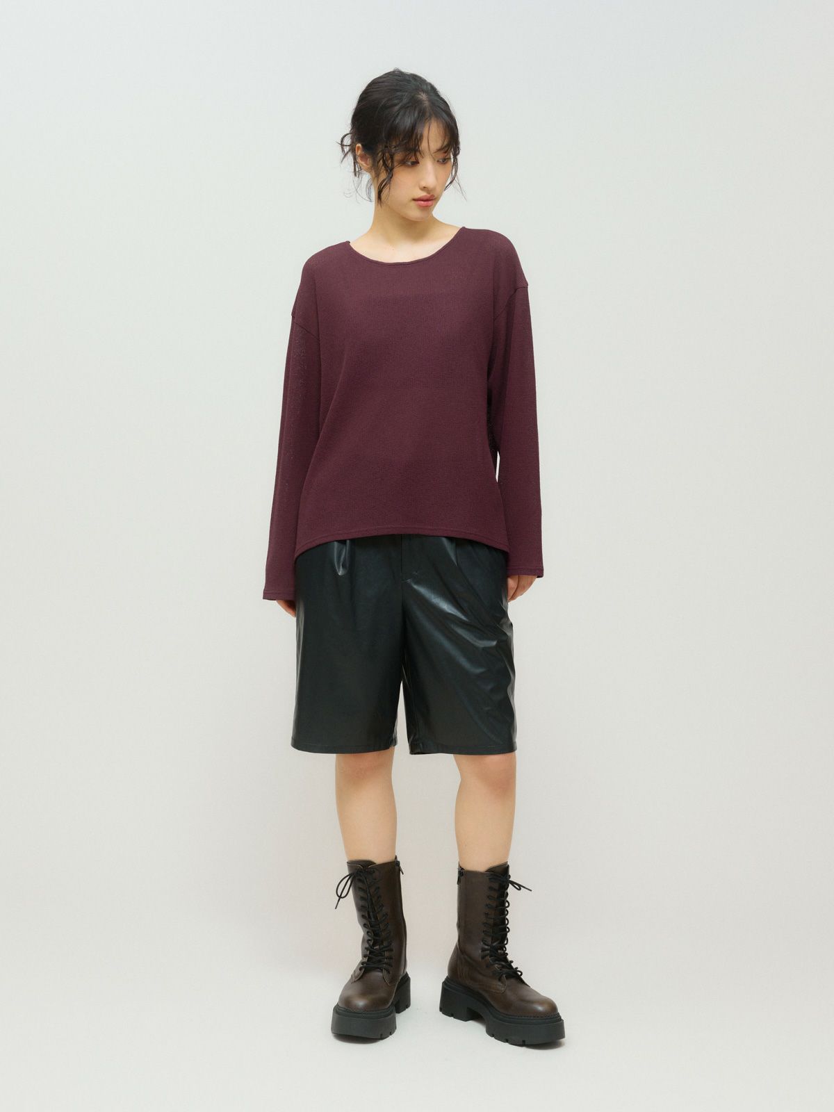 synthetic leather short pants