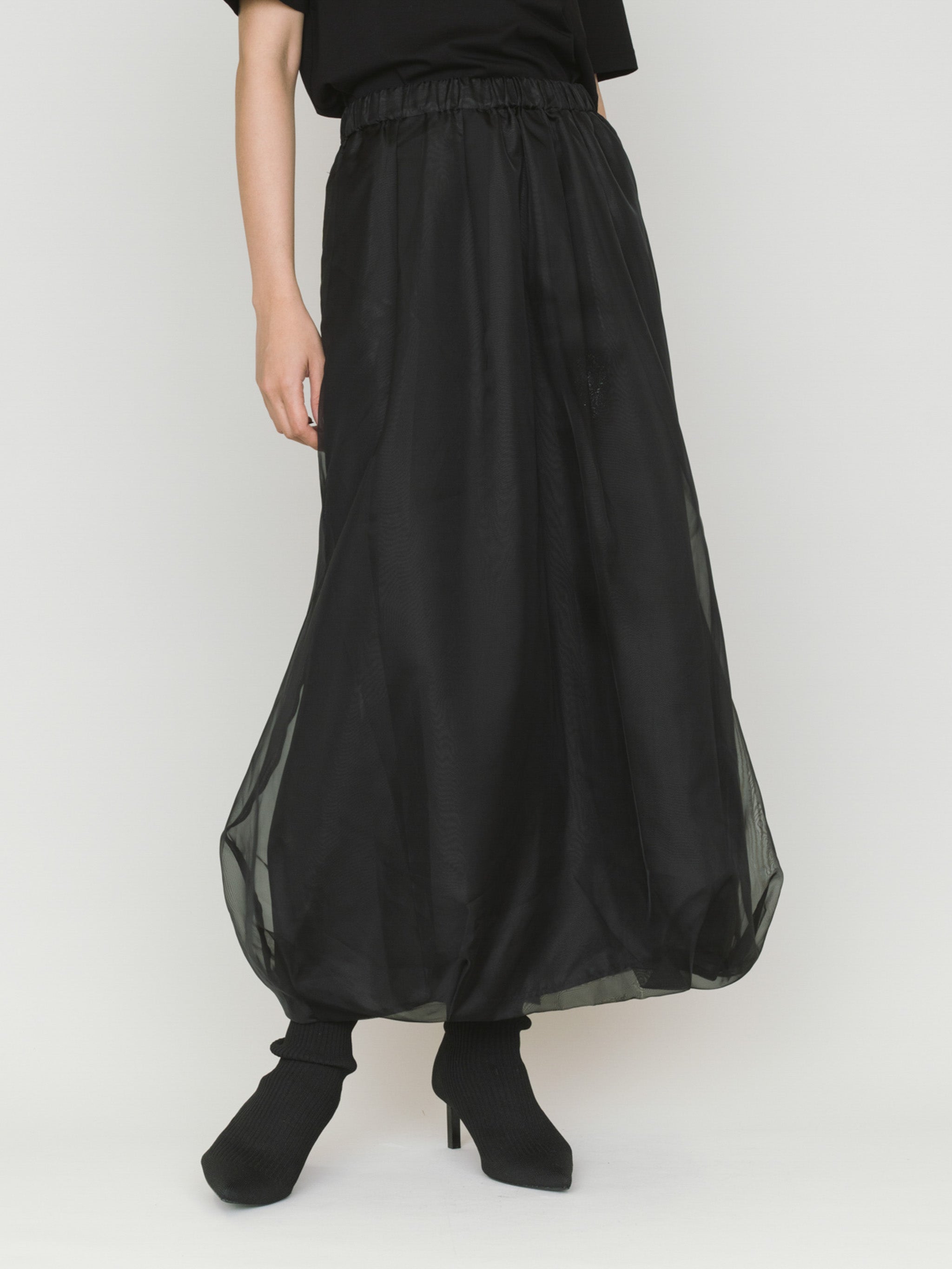 sheer long baloon skirt