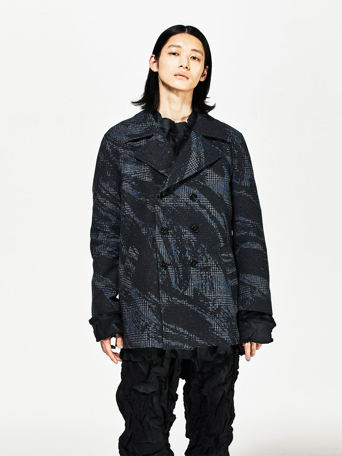 ツイードチェックかすみプリントコート(3-1542/3-1543)