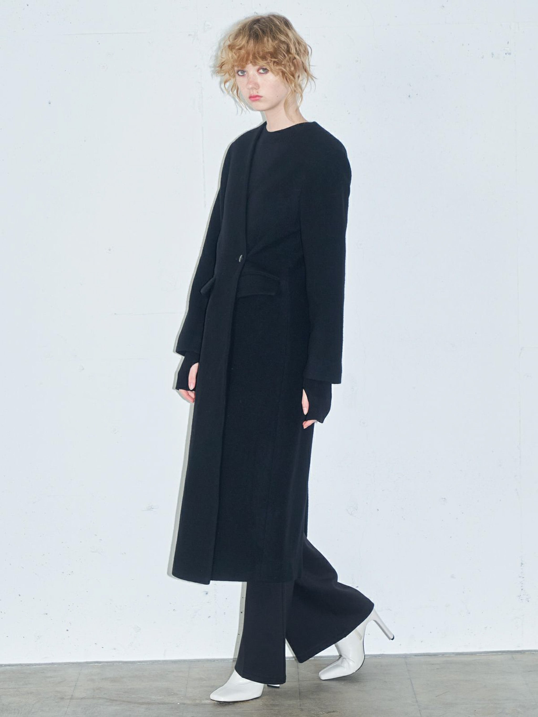 ノーカラーロングコート(3-1101)