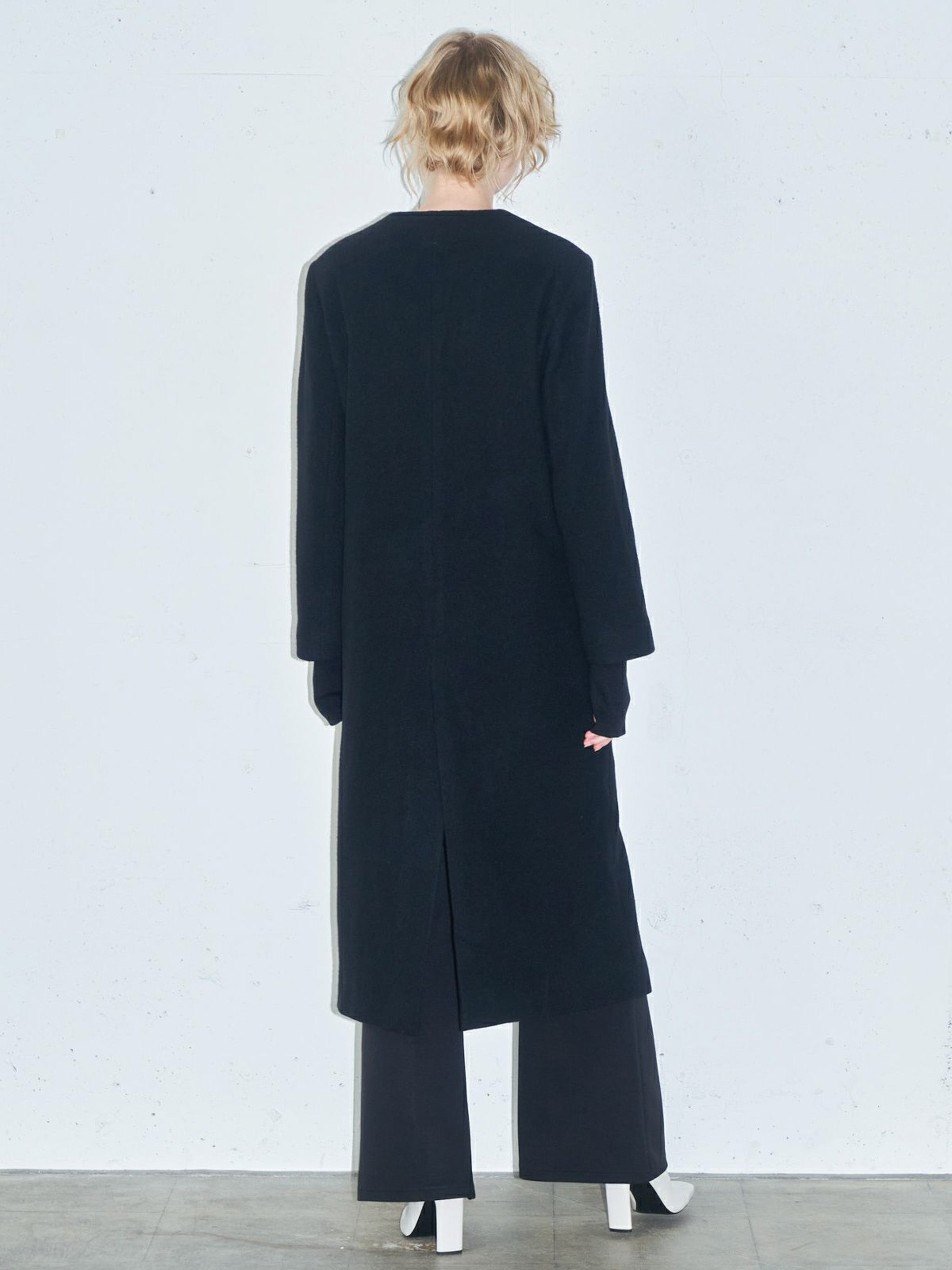 ノーカラーロングコート(3-1101)