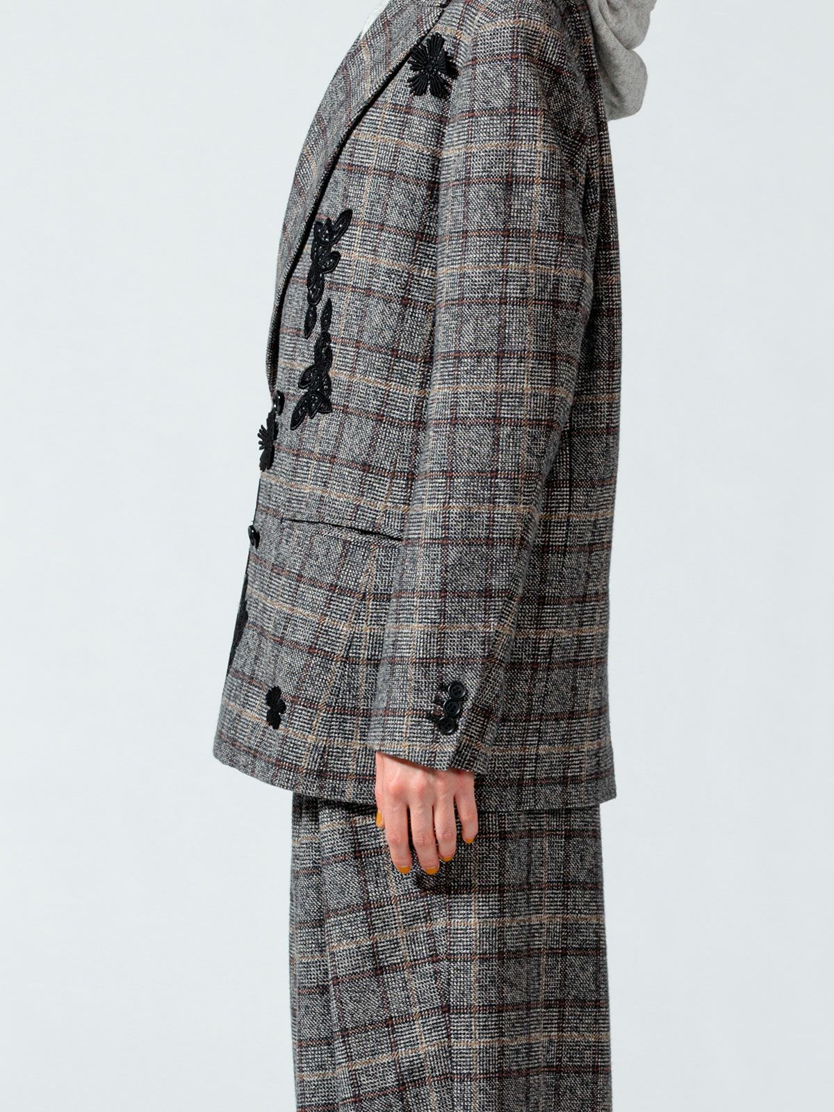 チェックフラワーモチーフジャケット(3-1091)