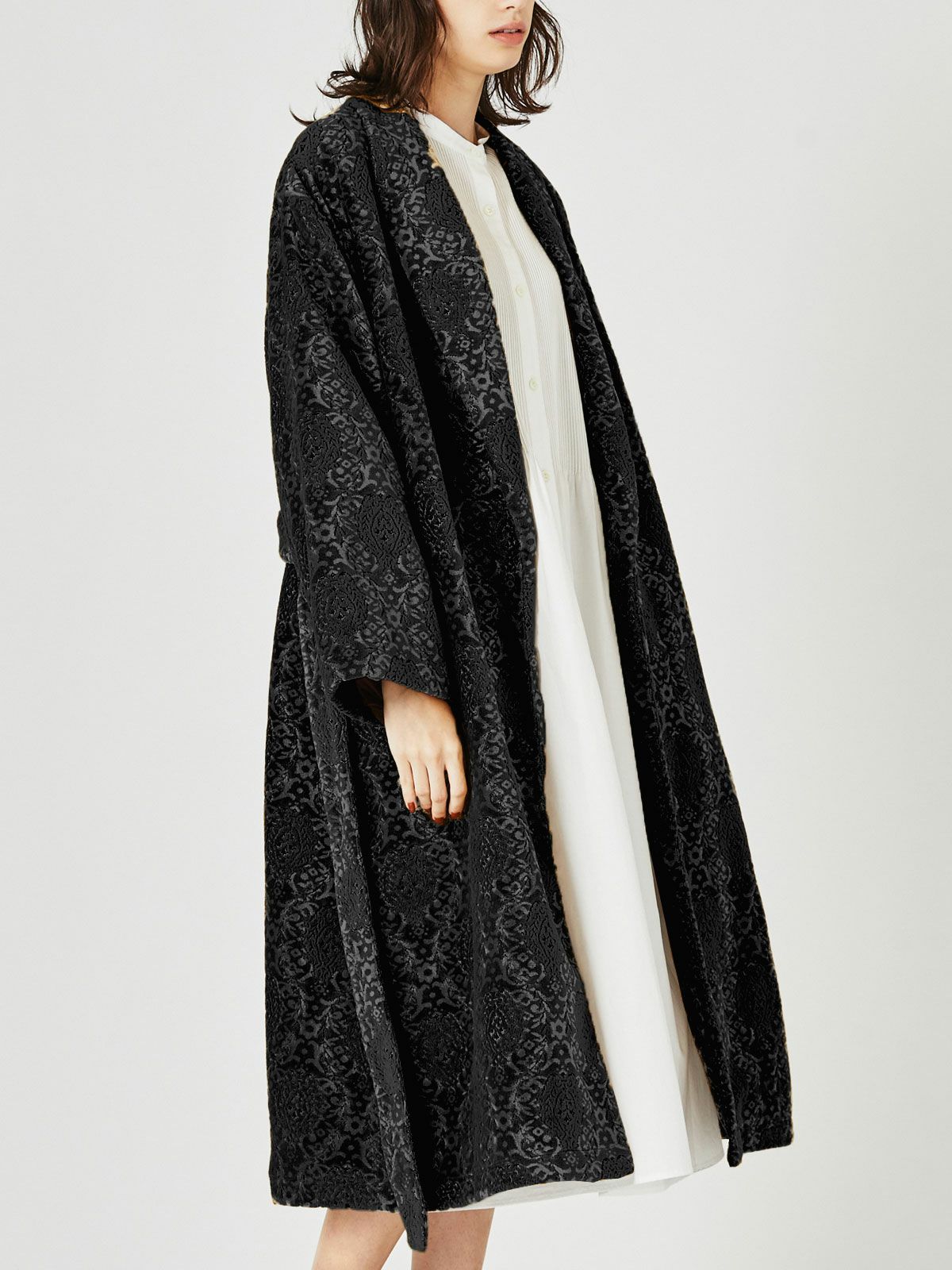 ベルト付きパイルジャカードロングコート(3-1175)