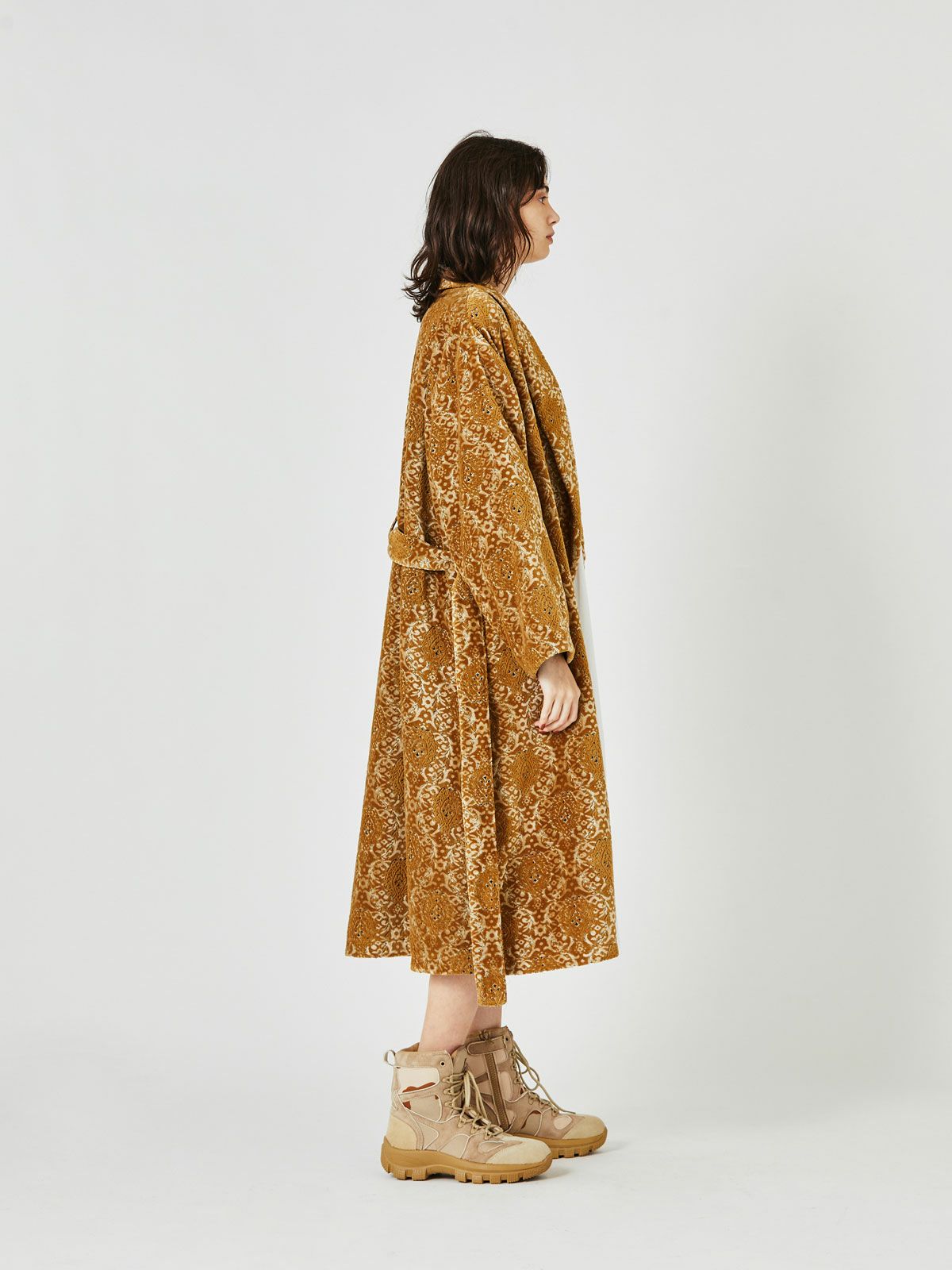 ベルト付きパイルジャカードロングコート(3-1175)