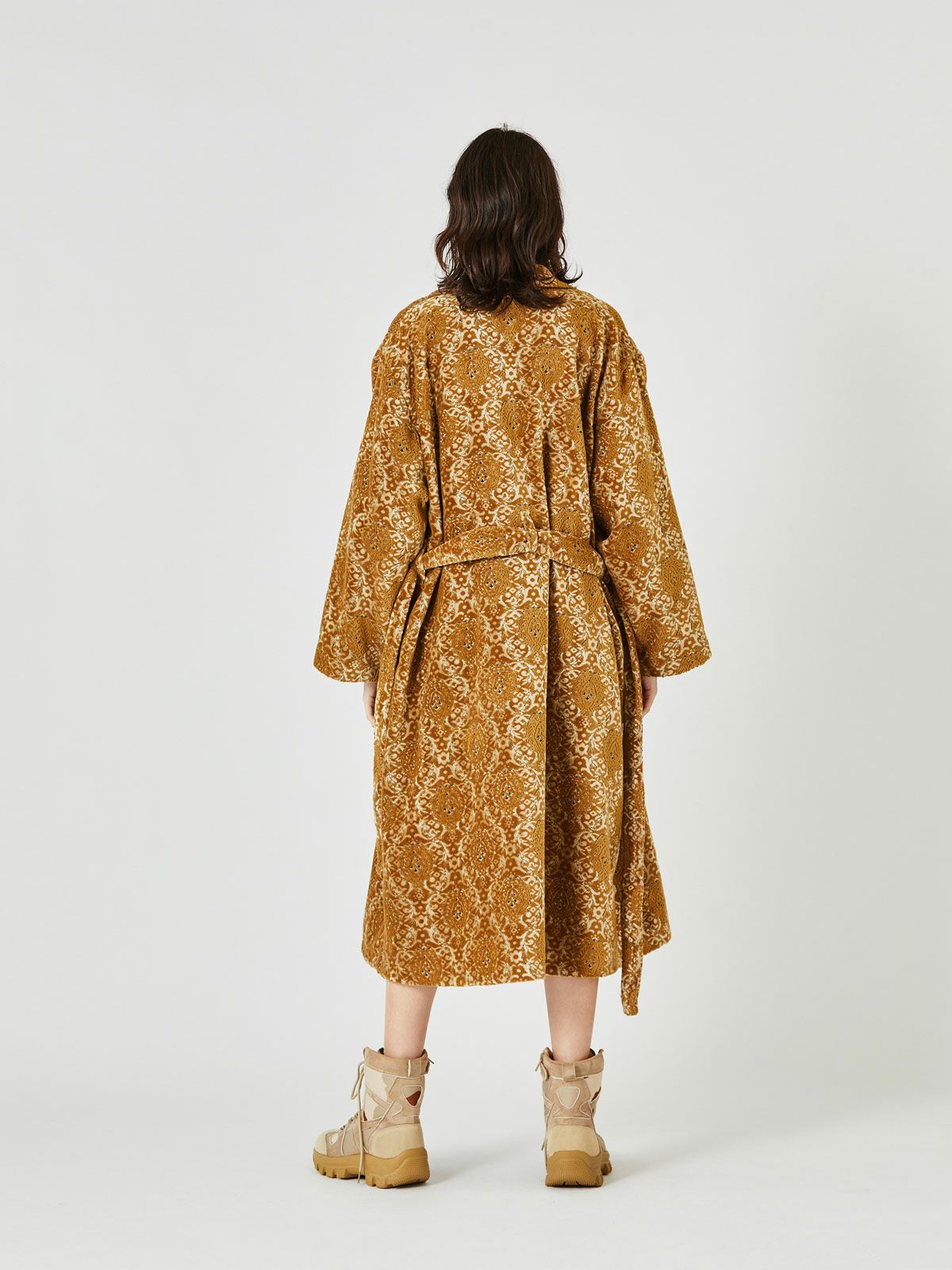 ベルト付きパイルジャカードロングコート(3-1175)