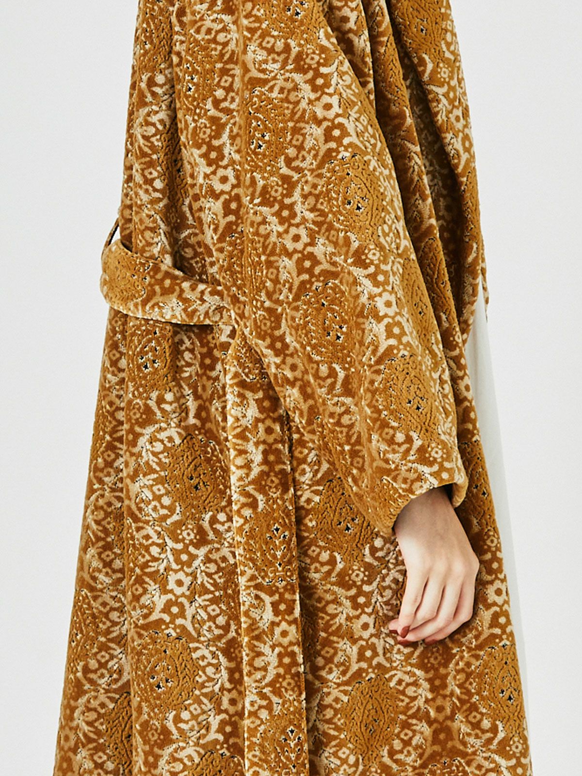 ベルト付きパイルジャカードロングコート(3-1175)