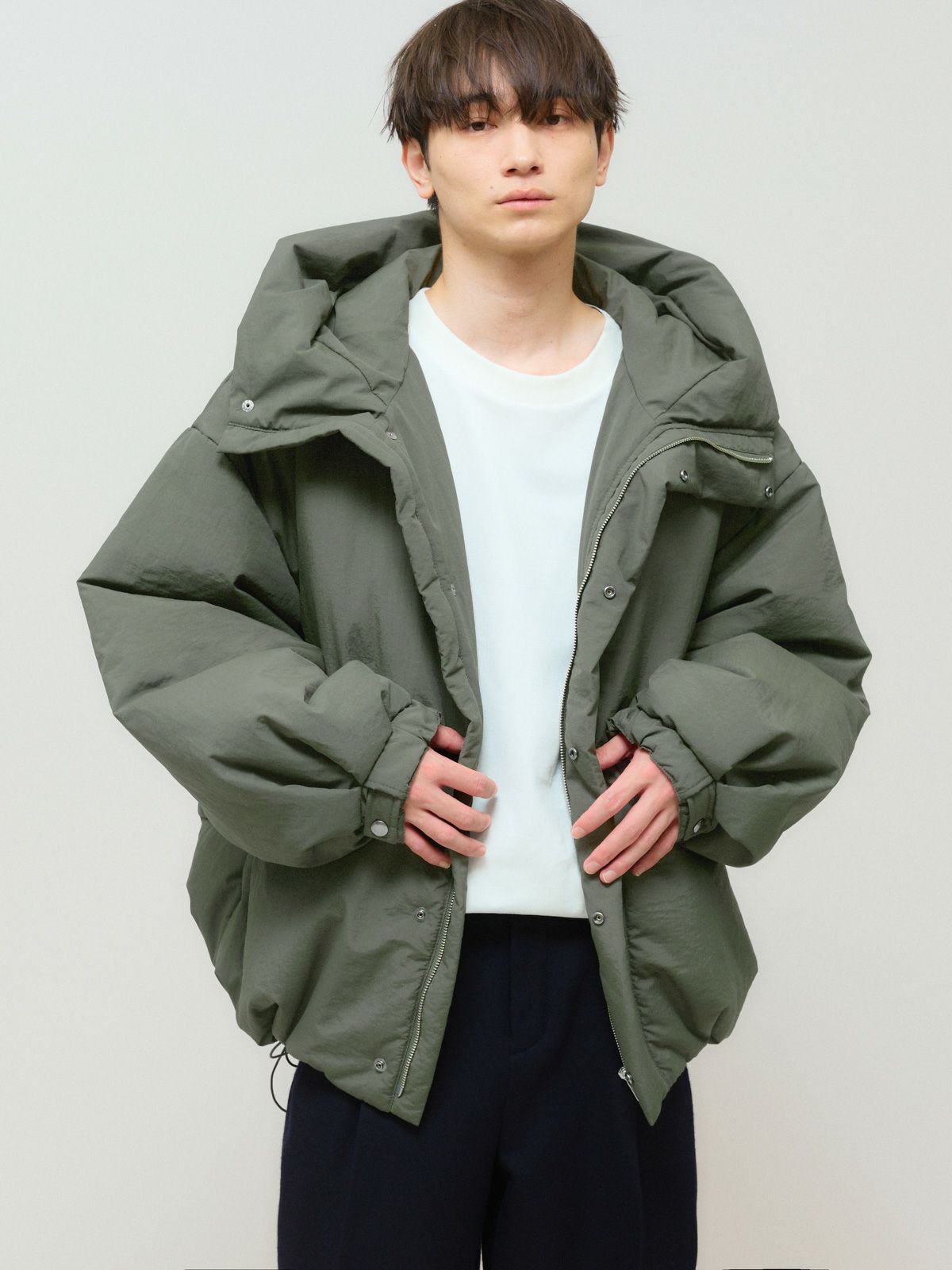 hooded padding blouson