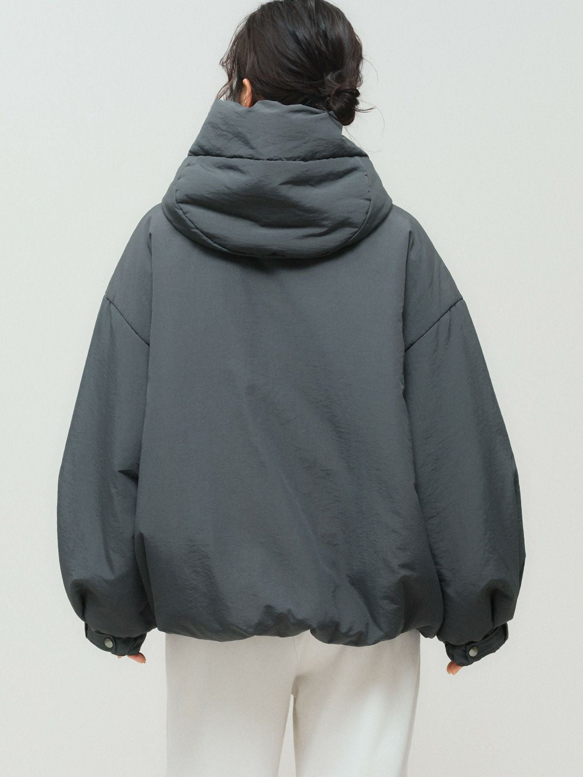 hooded padding blouson