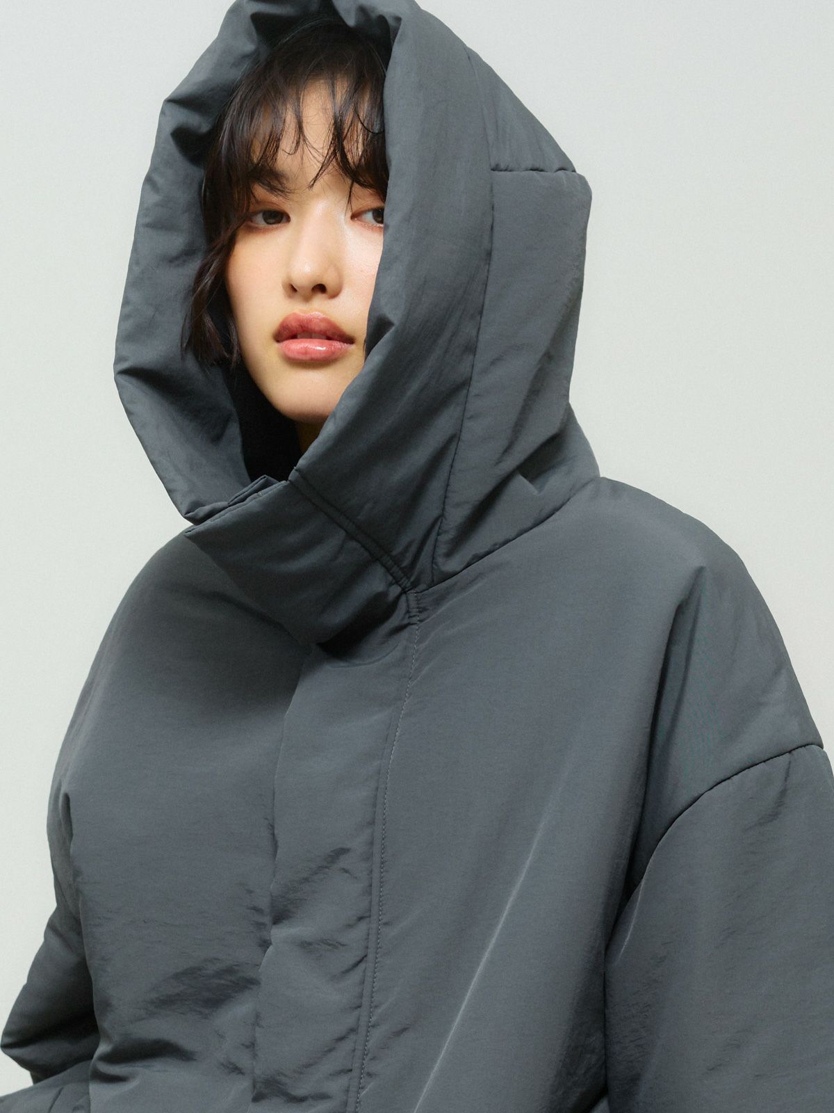 hooded padding blouson