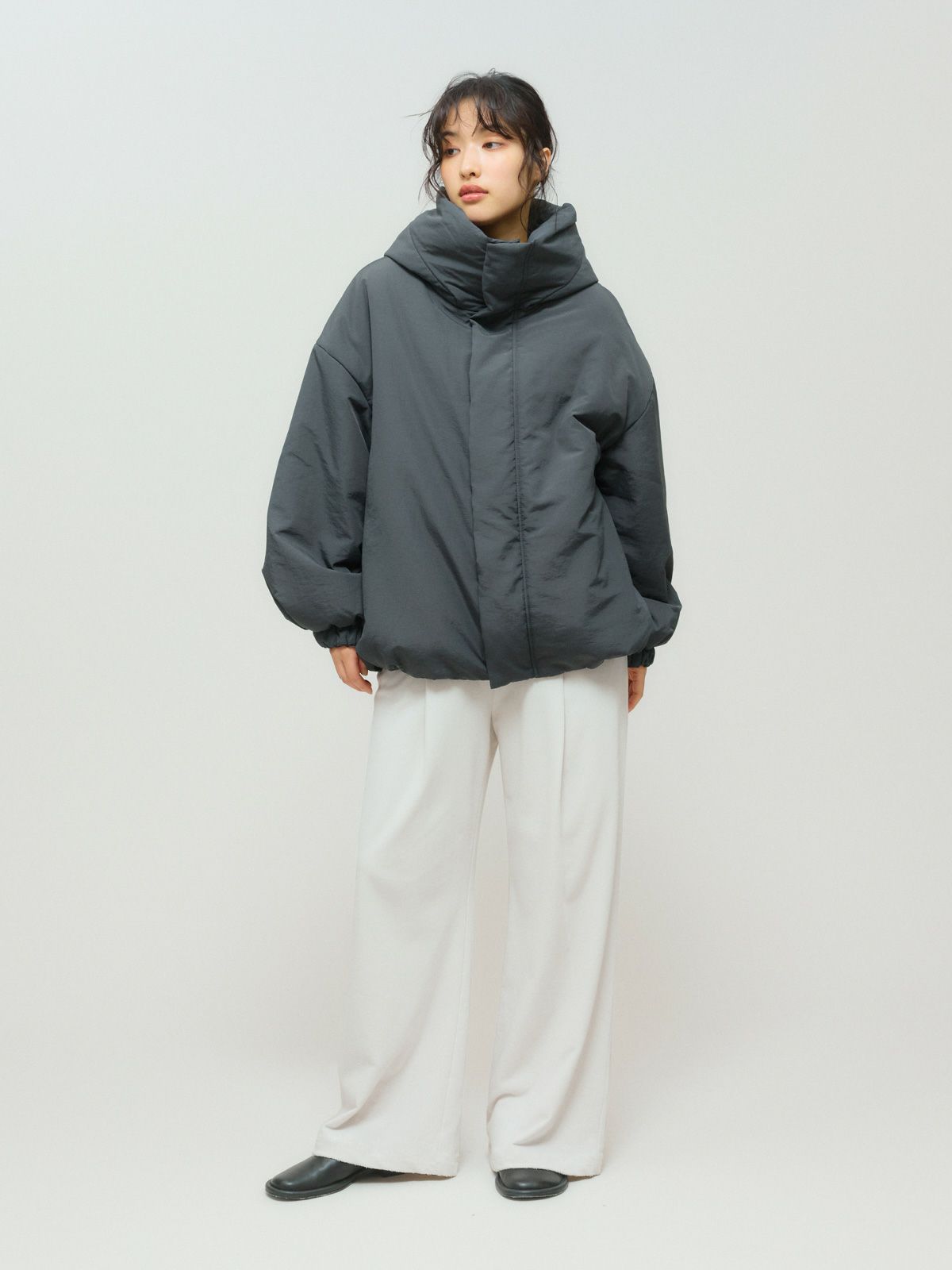 hooded padding blouson