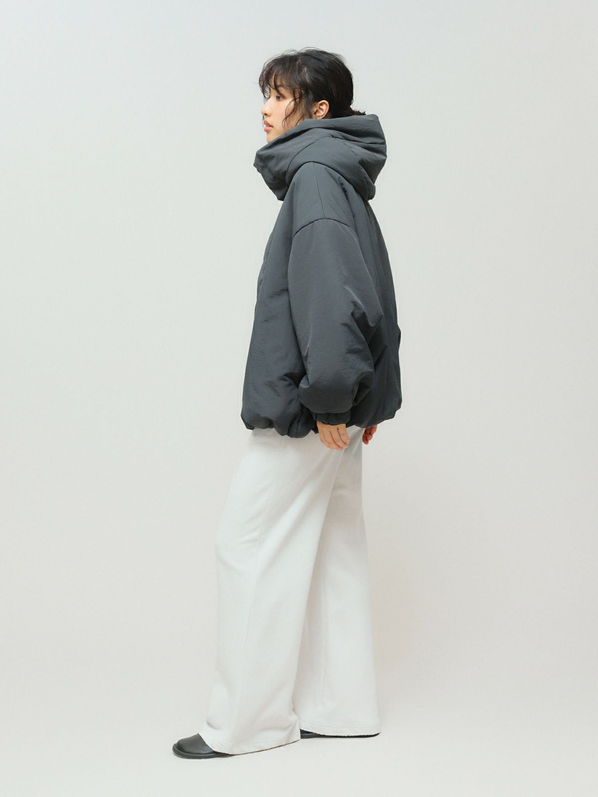 hooded padding blouson