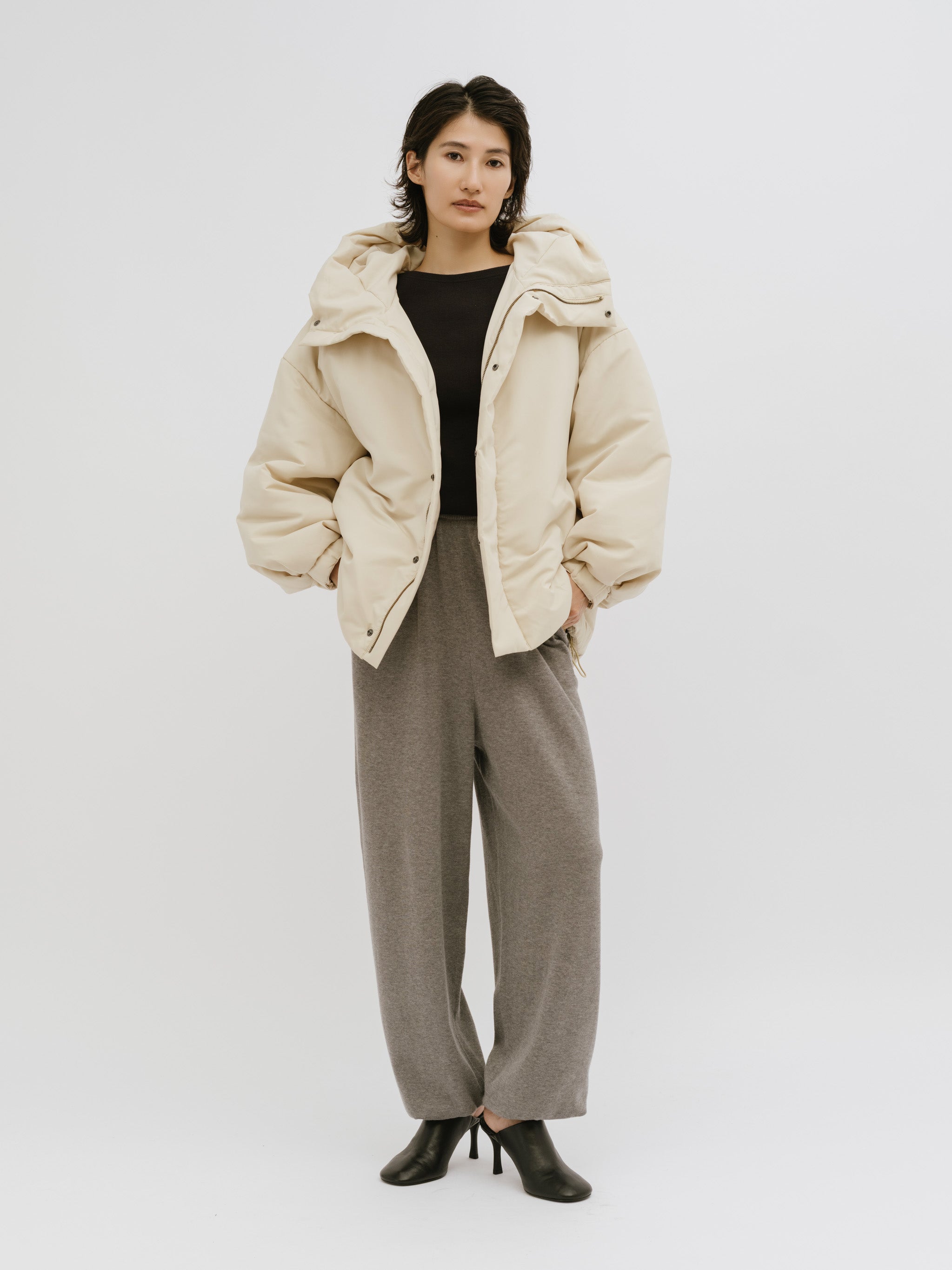hooded cocoon blouson