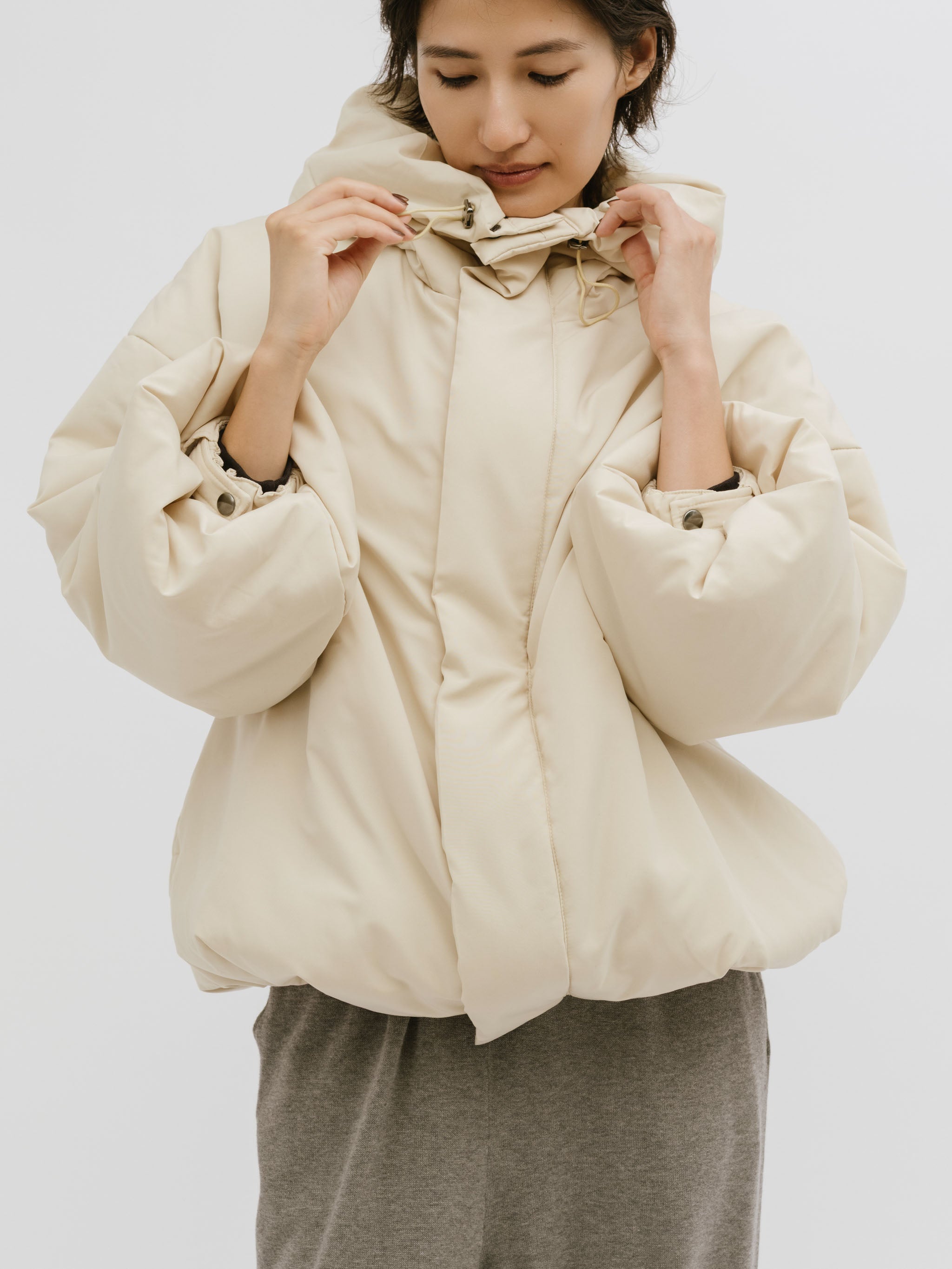 hooded cocoon blouson
