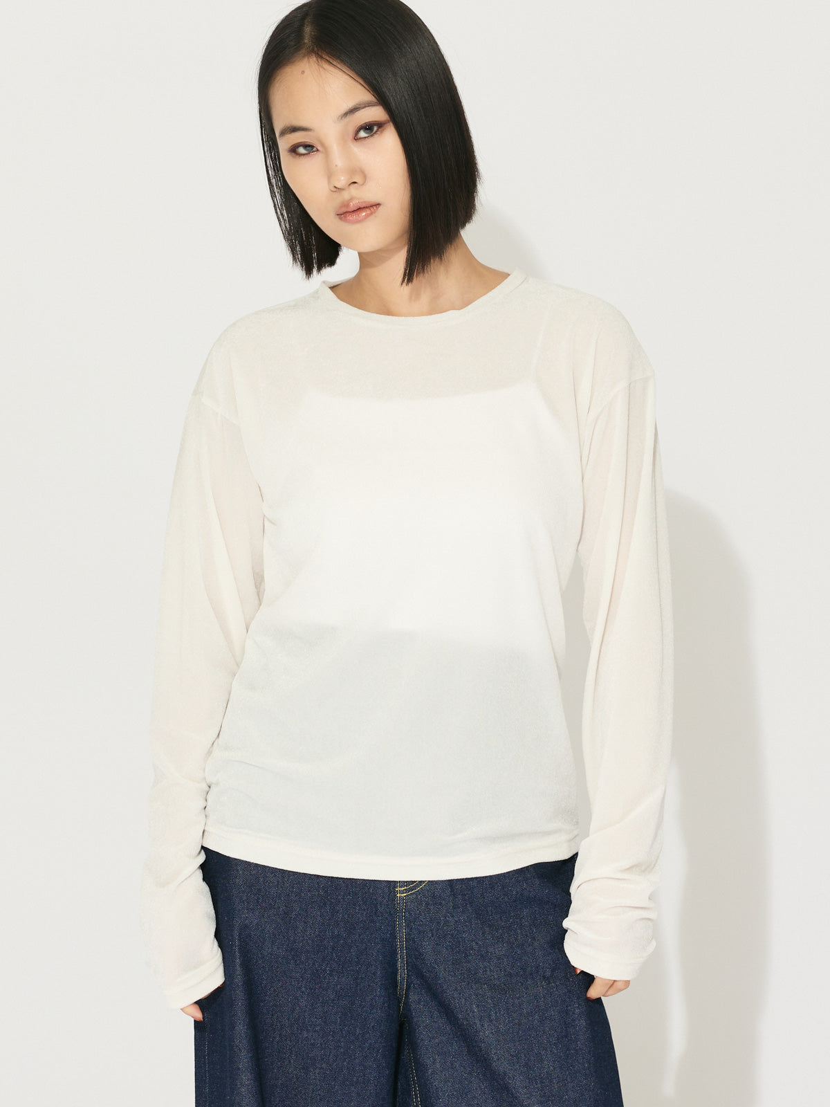 sheer velour pullover