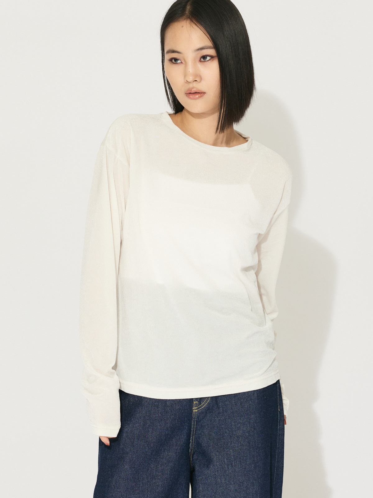 sheer velour pullover