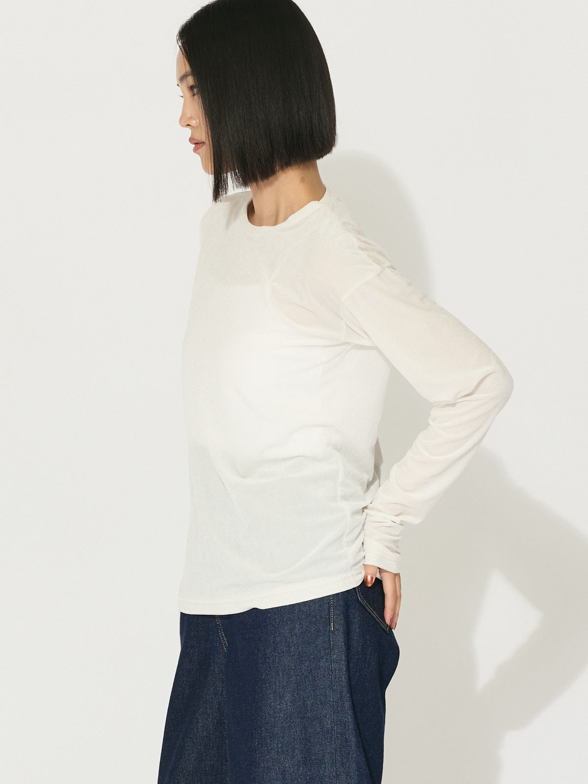 sheer velour pullover