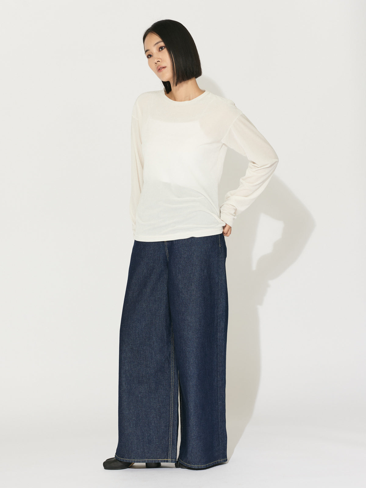 sheer velour pullover