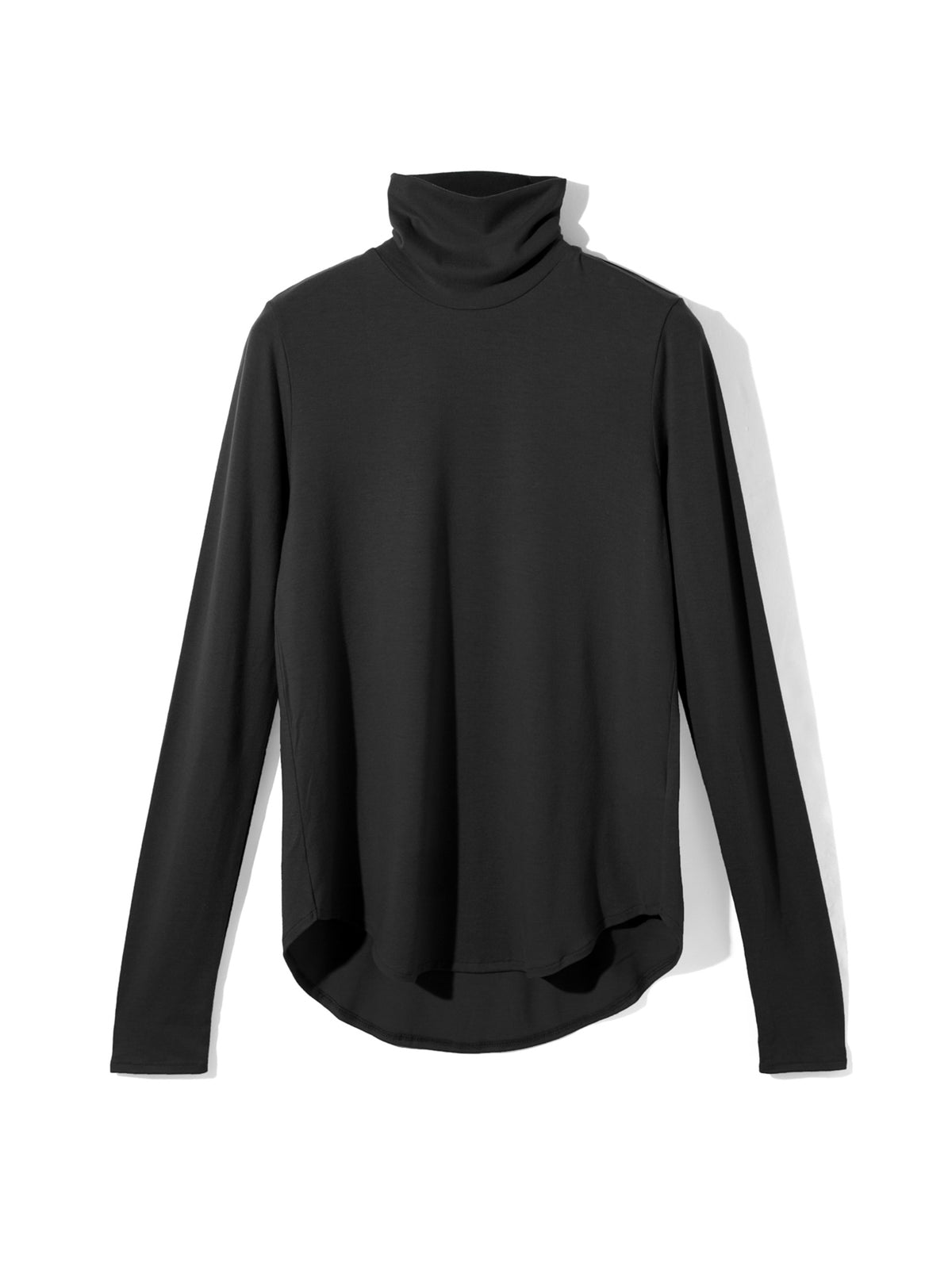 high neck round hem pullover