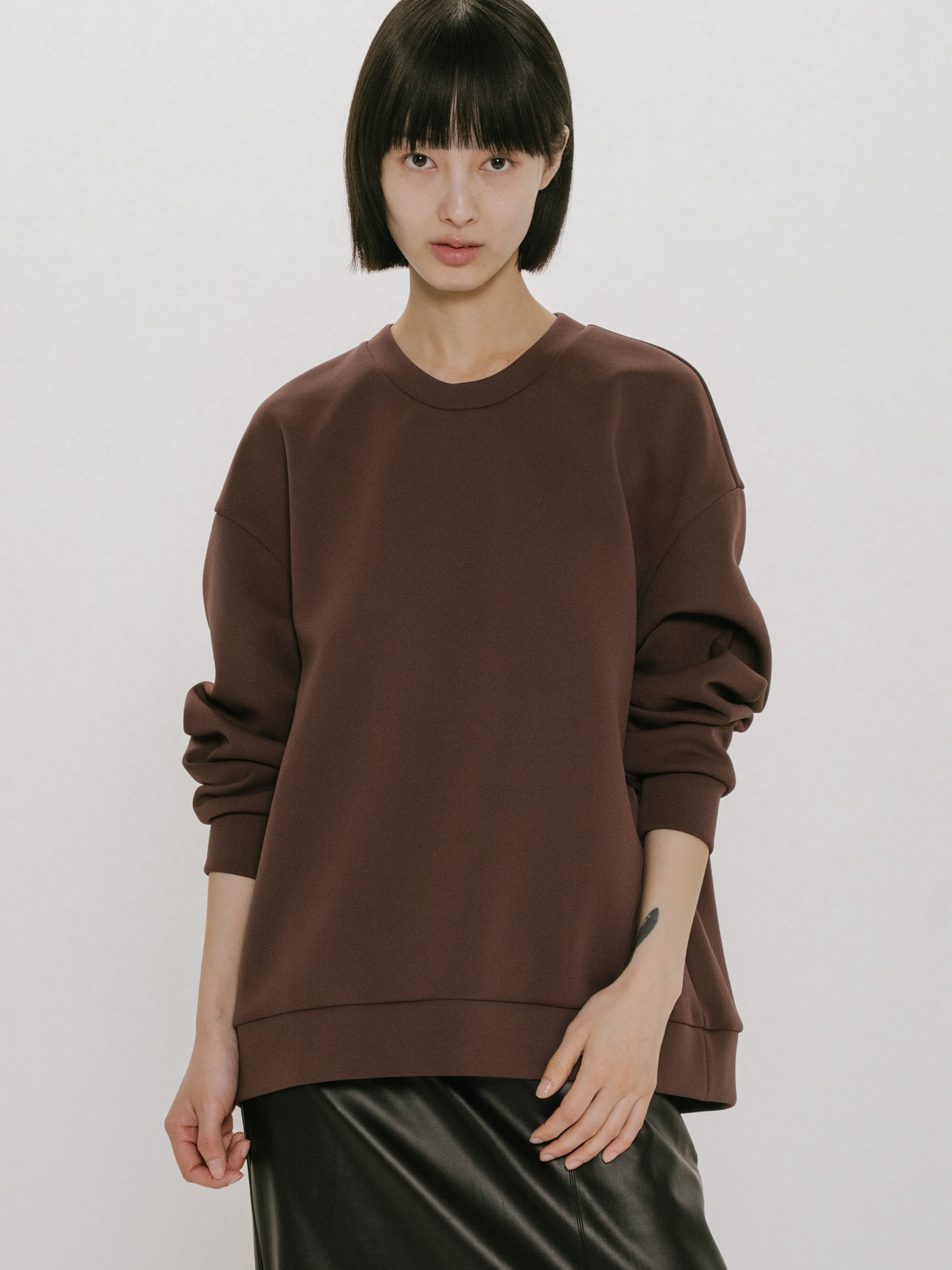 double knit long sleeve pullover